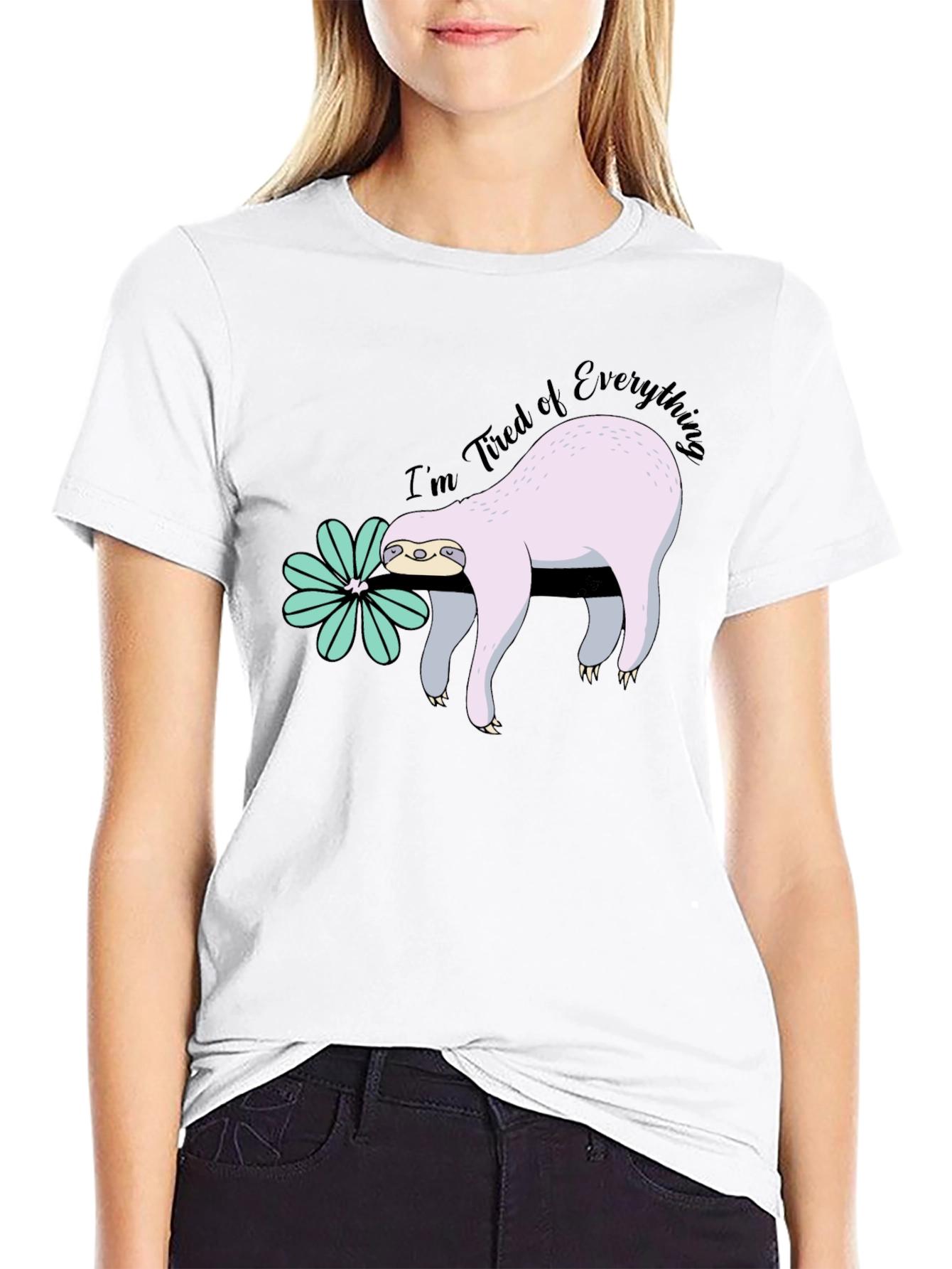 Tired Sloth Graphic Tee - Funny Relaxed Fit Shirt