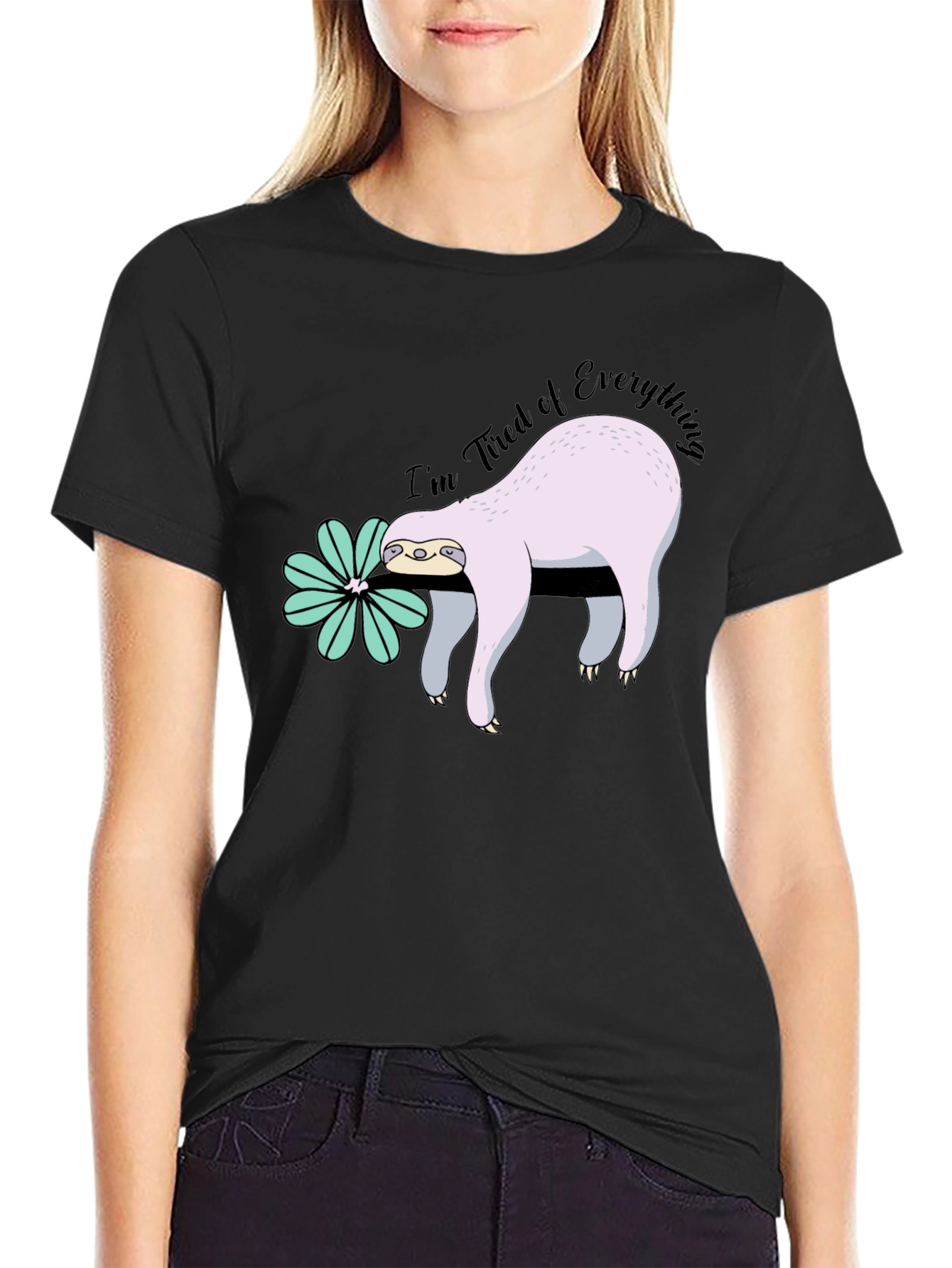Tired Sloth Graphic Tee - Funny Relaxed Fit Shirt