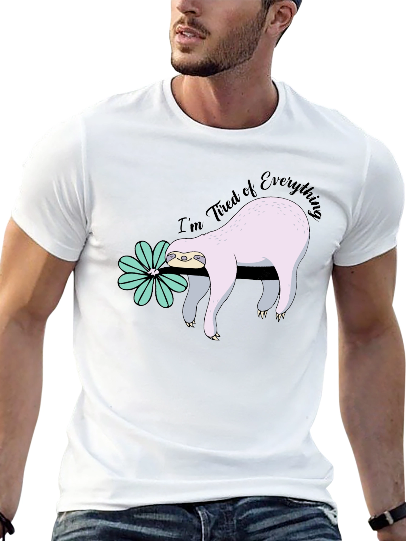Tired Sloth Graphic Tee - Funny Relaxed Fit Shirt