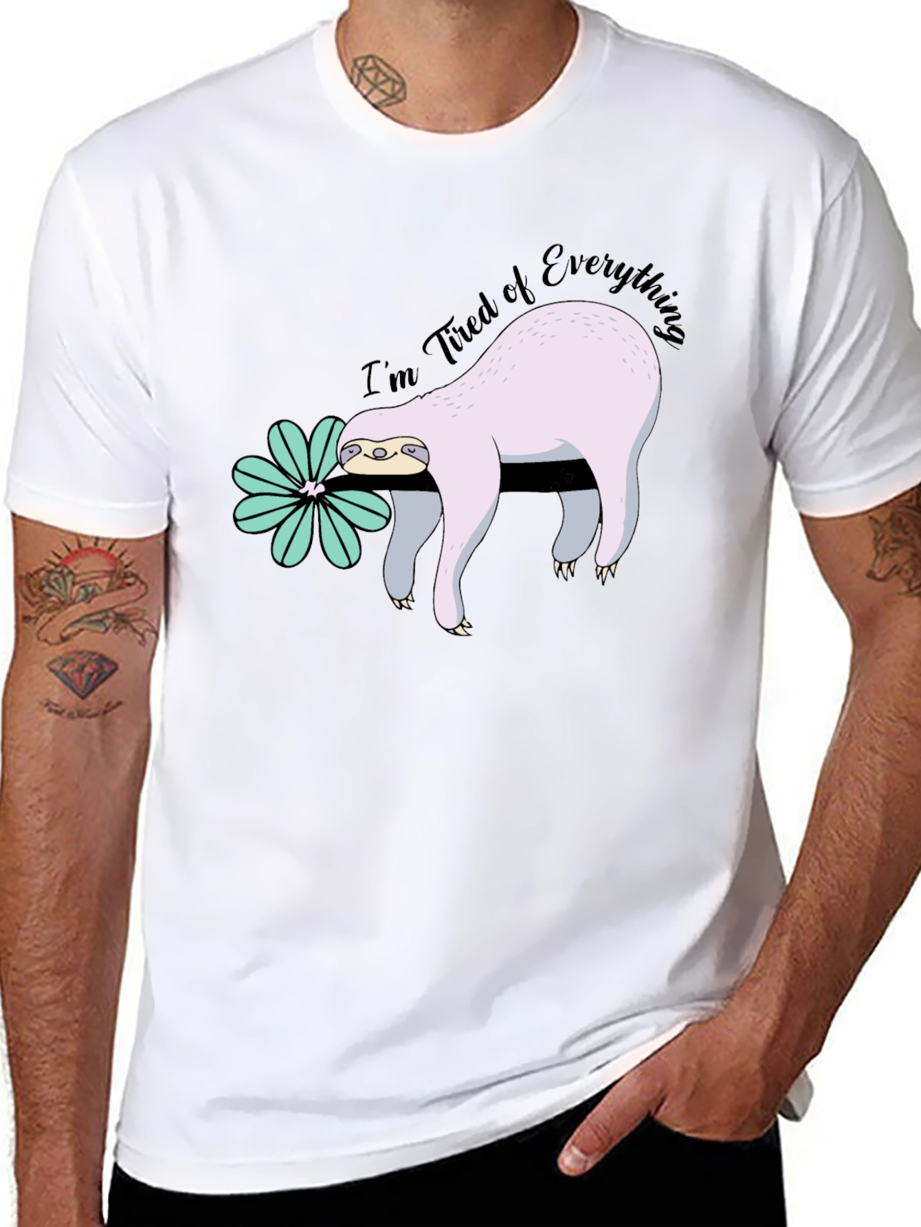 Tired Sloth Graphic Tee - Funny Relaxed Fit Shirt