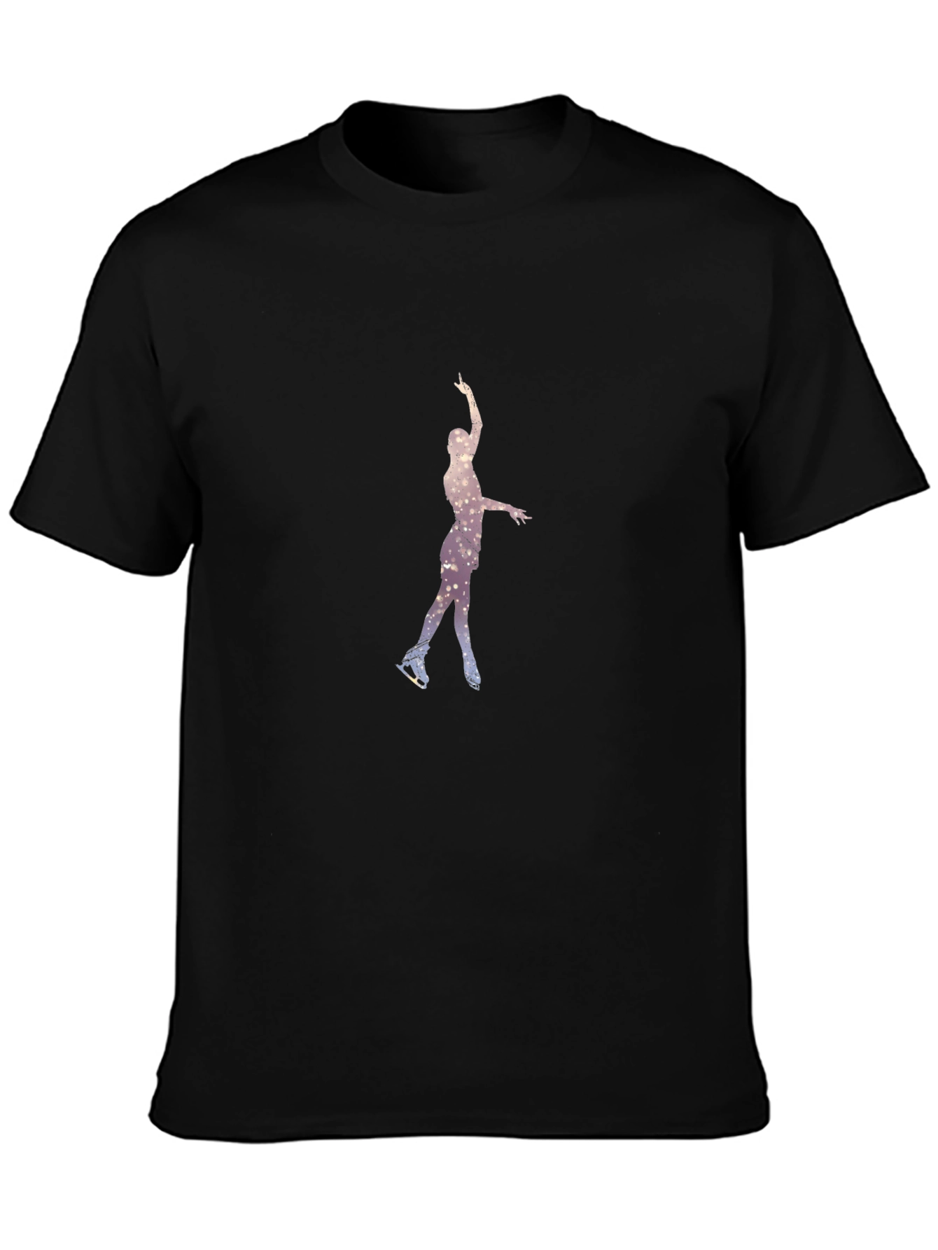 Figure Skating Tee - Starry Night Design Black T-Shirt