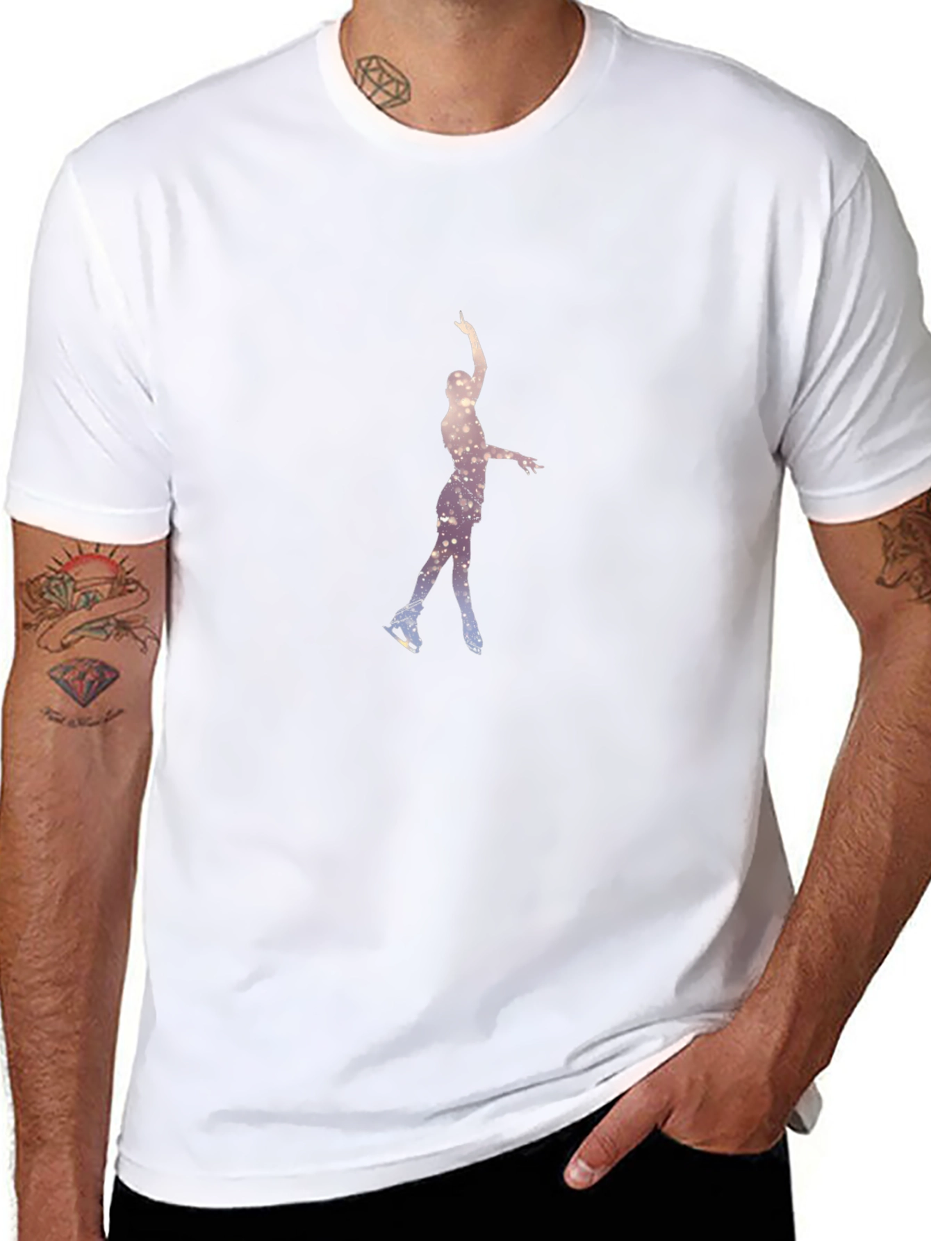 Figure Skating Tee - Starry Night Design Black T-Shirt