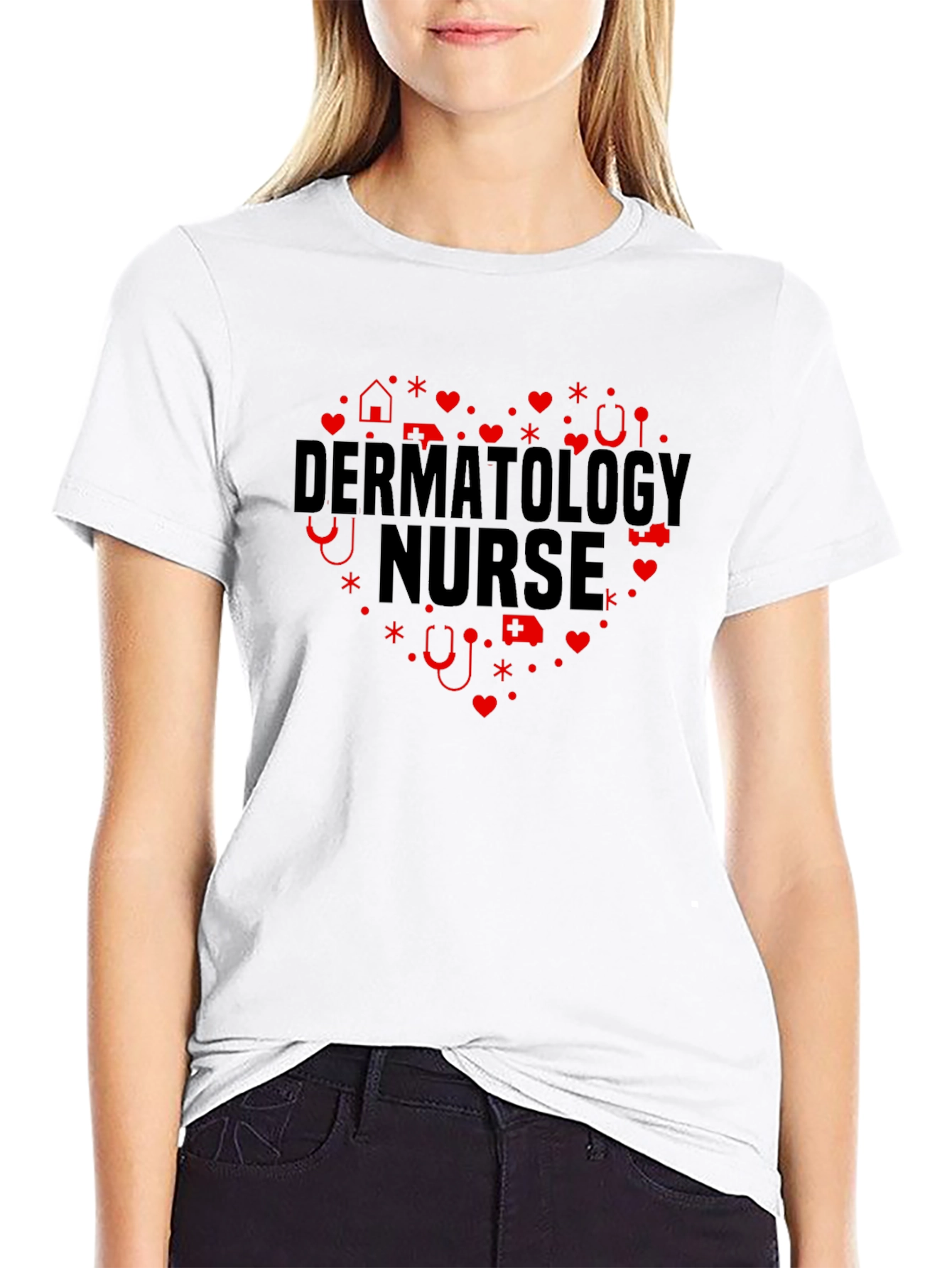 Dermatology Nurse Heart Graphic Tee - Black