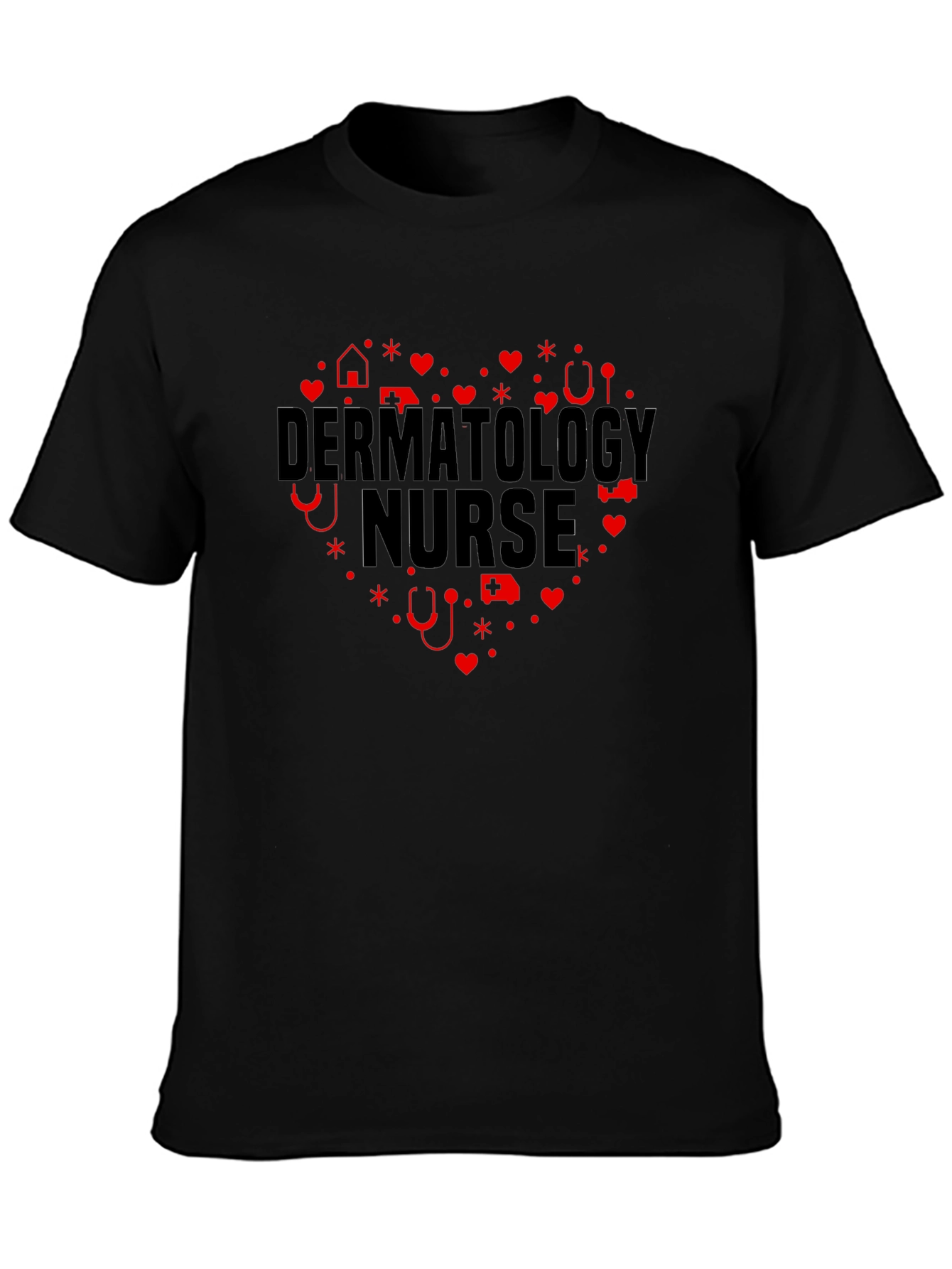 Dermatology Nurse Heart Graphic Tee - Black