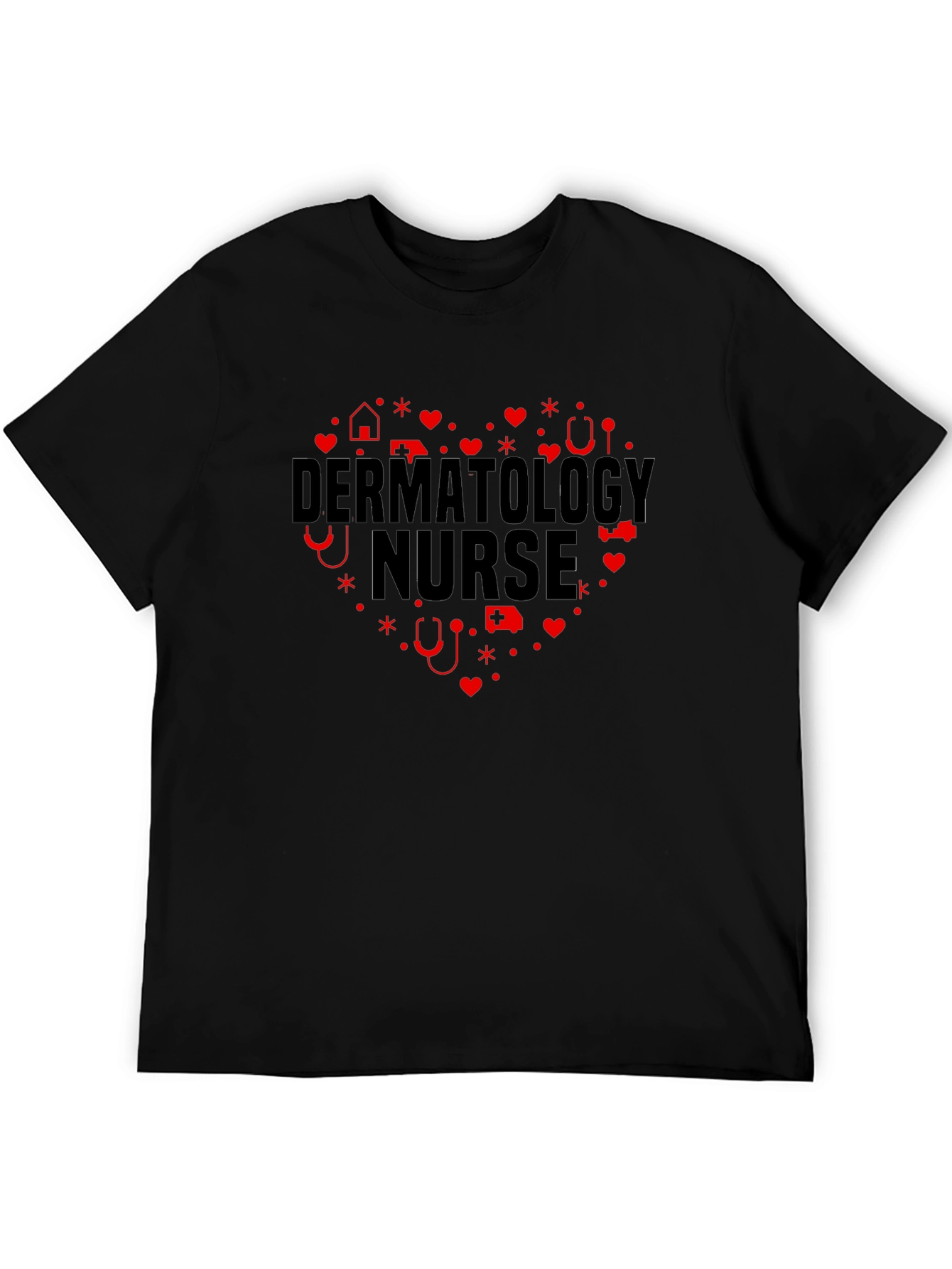 Dermatology Nurse Heart Graphic Tee - Black