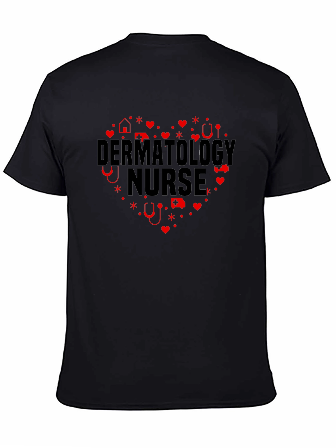 Dermatology Nurse Heart Graphic Tee - Black