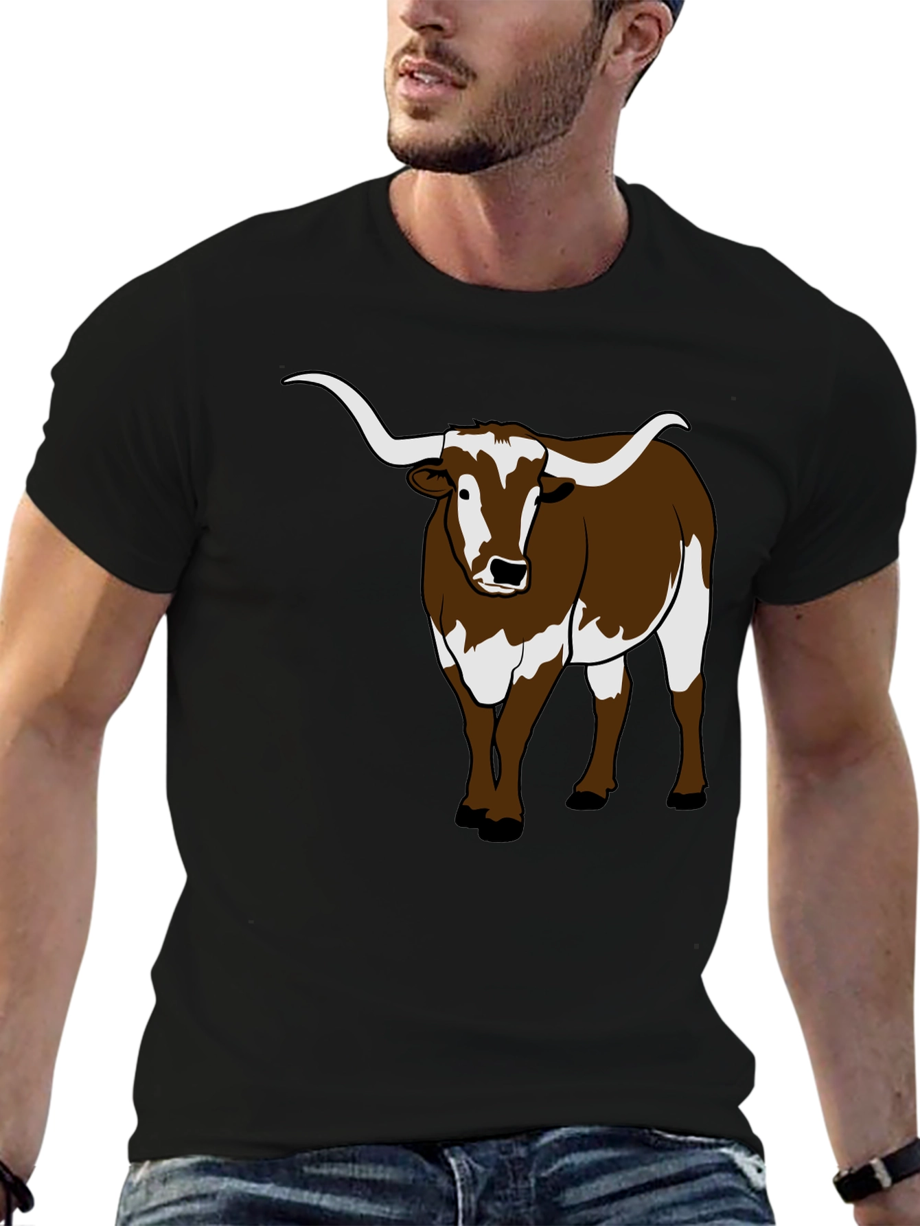 Longhorn Bull Graphic Tee - Black
