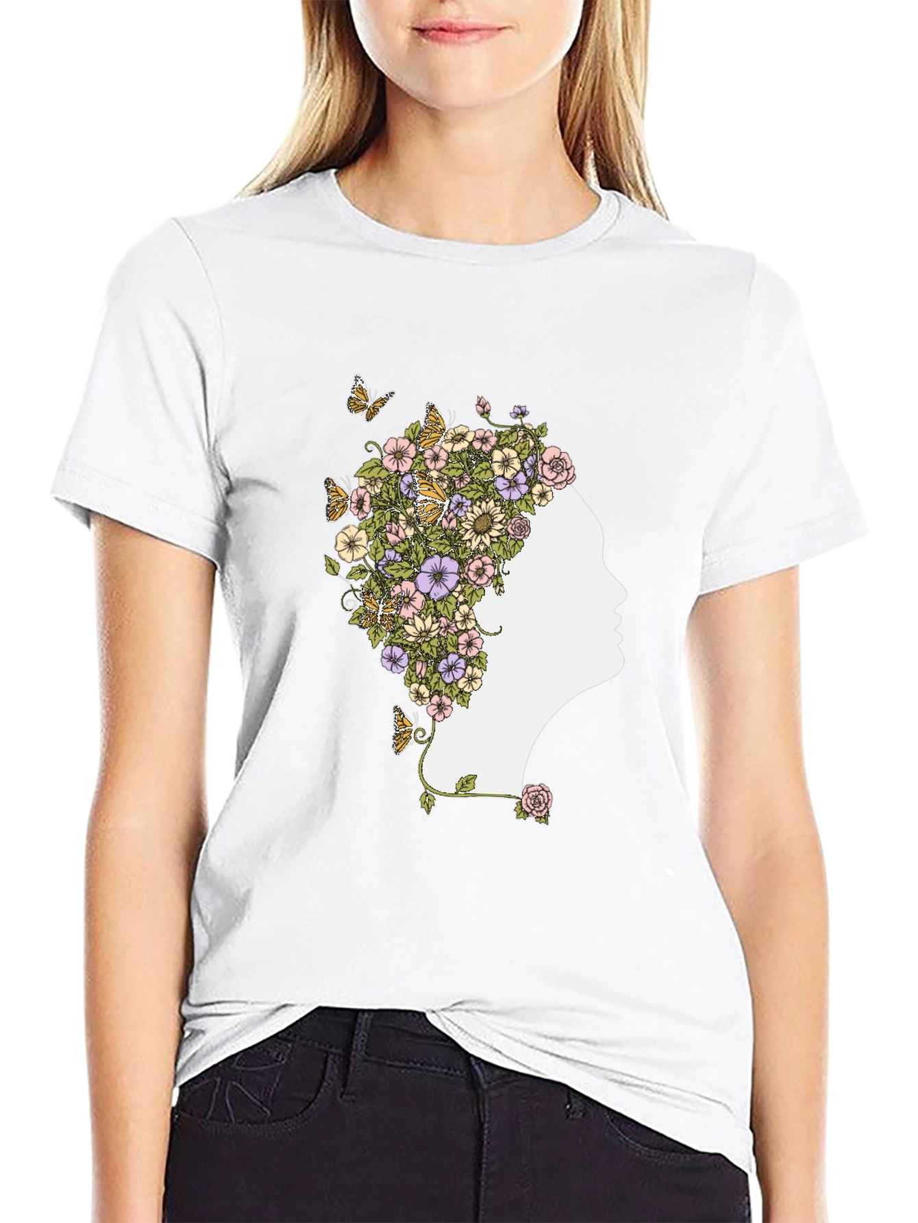 Floral Silhouette Graphic Tee
