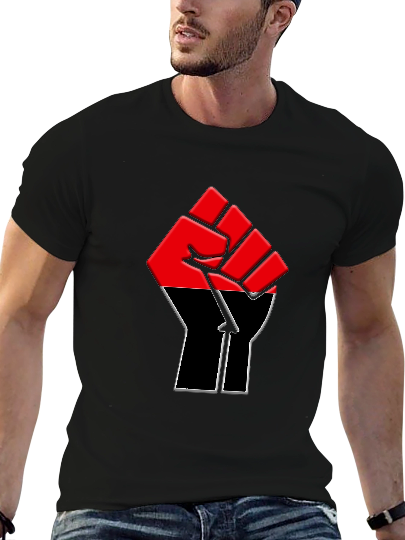 Red and Black Fist Graphic T-Shirt - Unisex