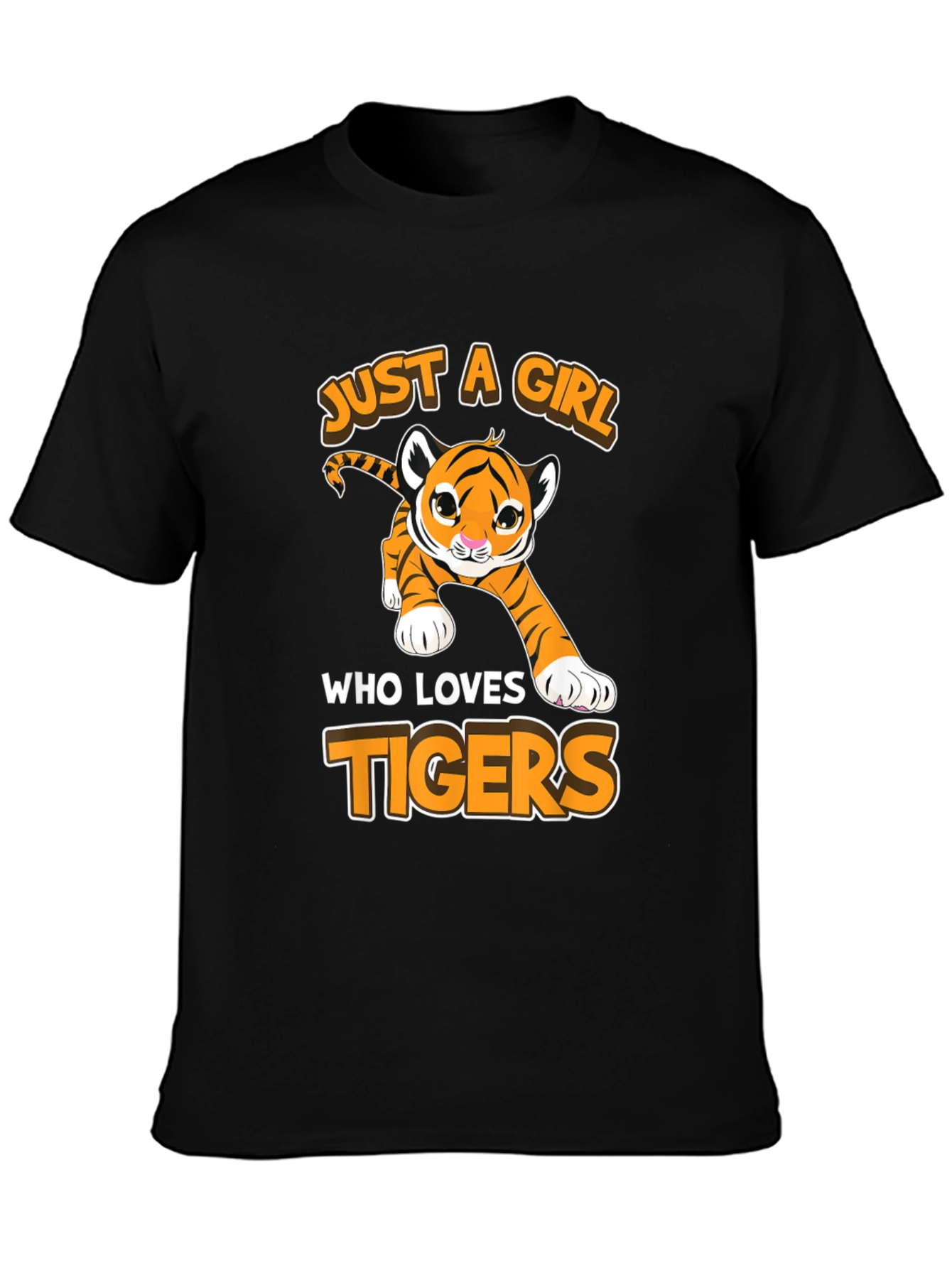 Just A Girl Who Loves Tigers Black T-Shirt