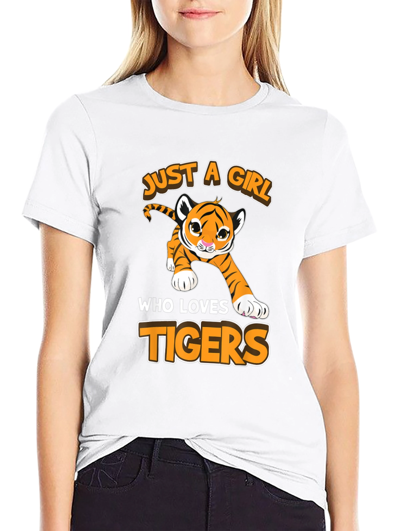 Just A Girl Who Loves Tigers Black T-Shirt