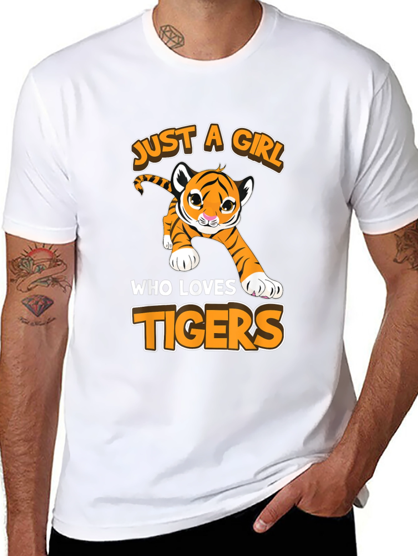 Just A Girl Who Loves Tigers Black T-Shirt