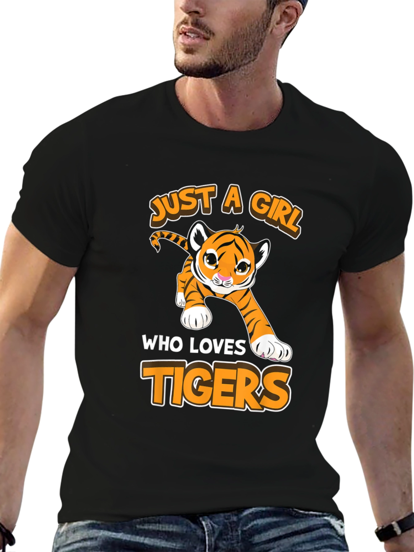 Just A Girl Who Loves Tigers Black T-Shirt