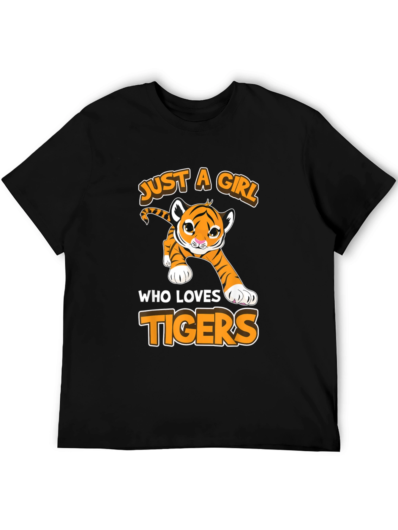 Just A Girl Who Loves Tigers Black T-Shirt