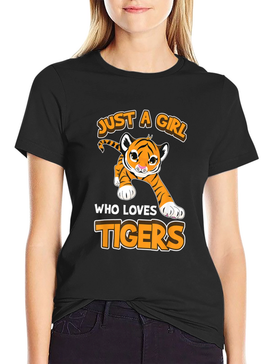 Just A Girl Who Loves Tigers Black T-Shirt