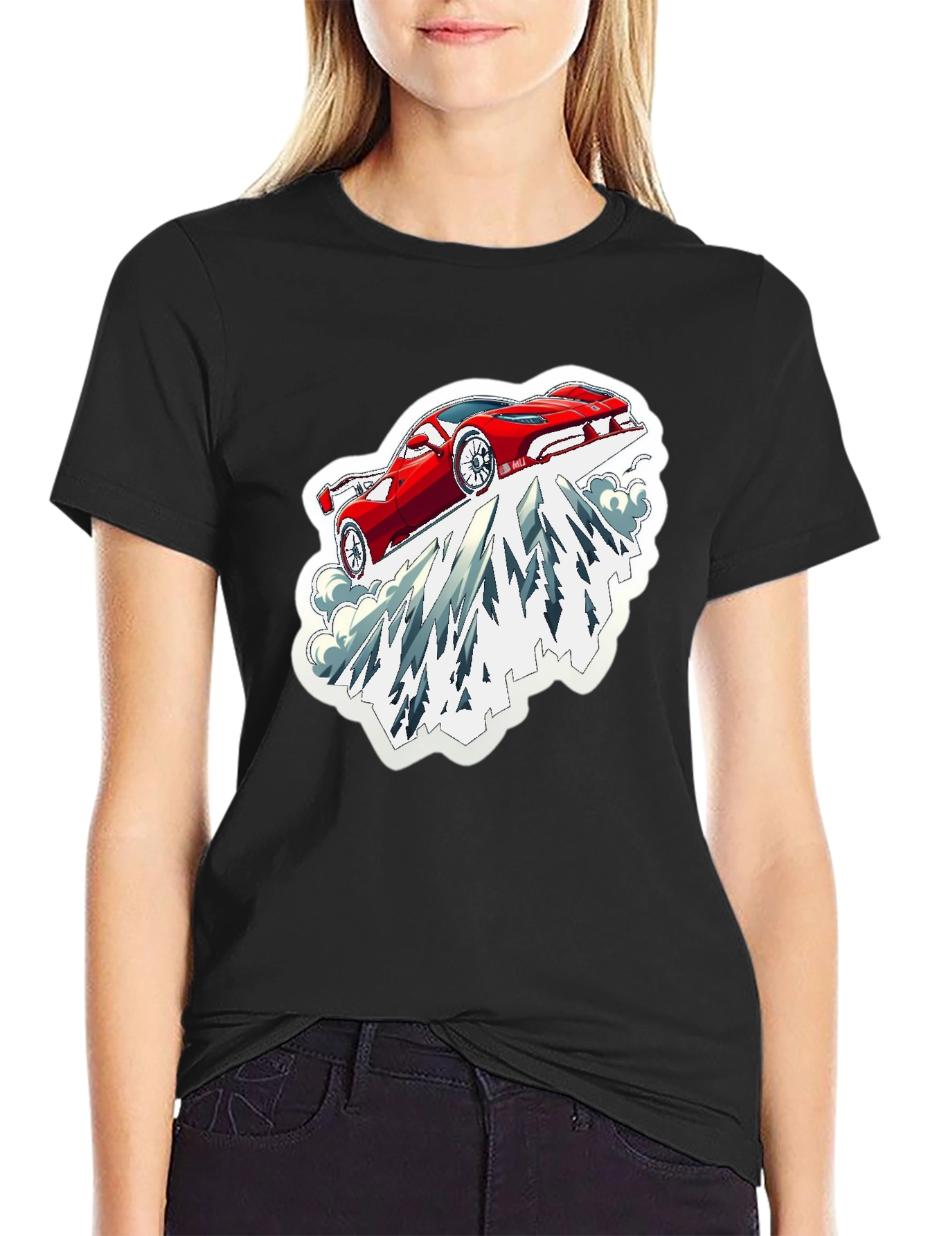 Red Car Mountain Graphic Tee