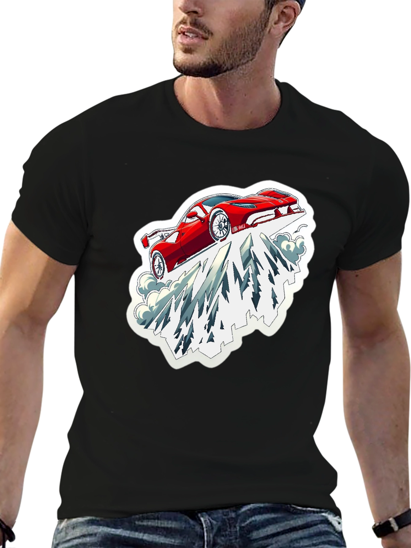 Red Car Mountain Graphic Tee