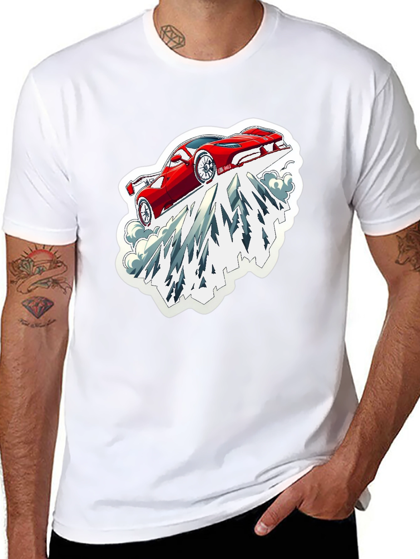 Red Car Mountain Graphic Tee