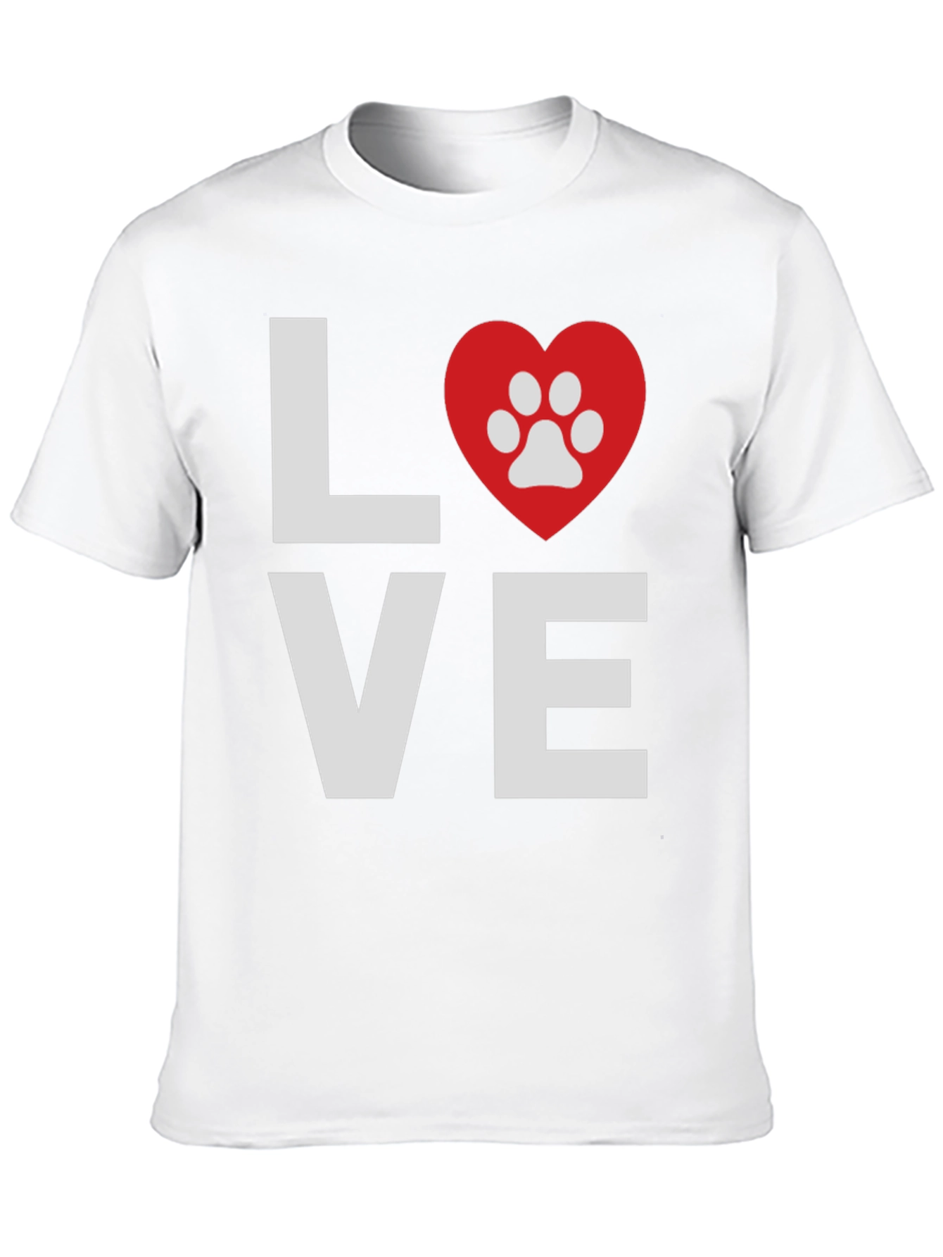 Love Paw Print Graphic T-Shirt - Casual Wear