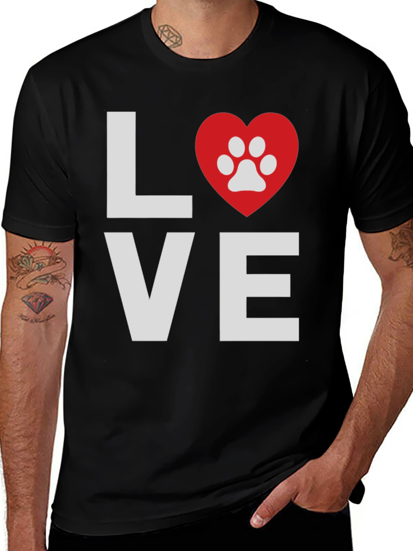Love Paw Print Graphic T-Shirt - Casual Wear