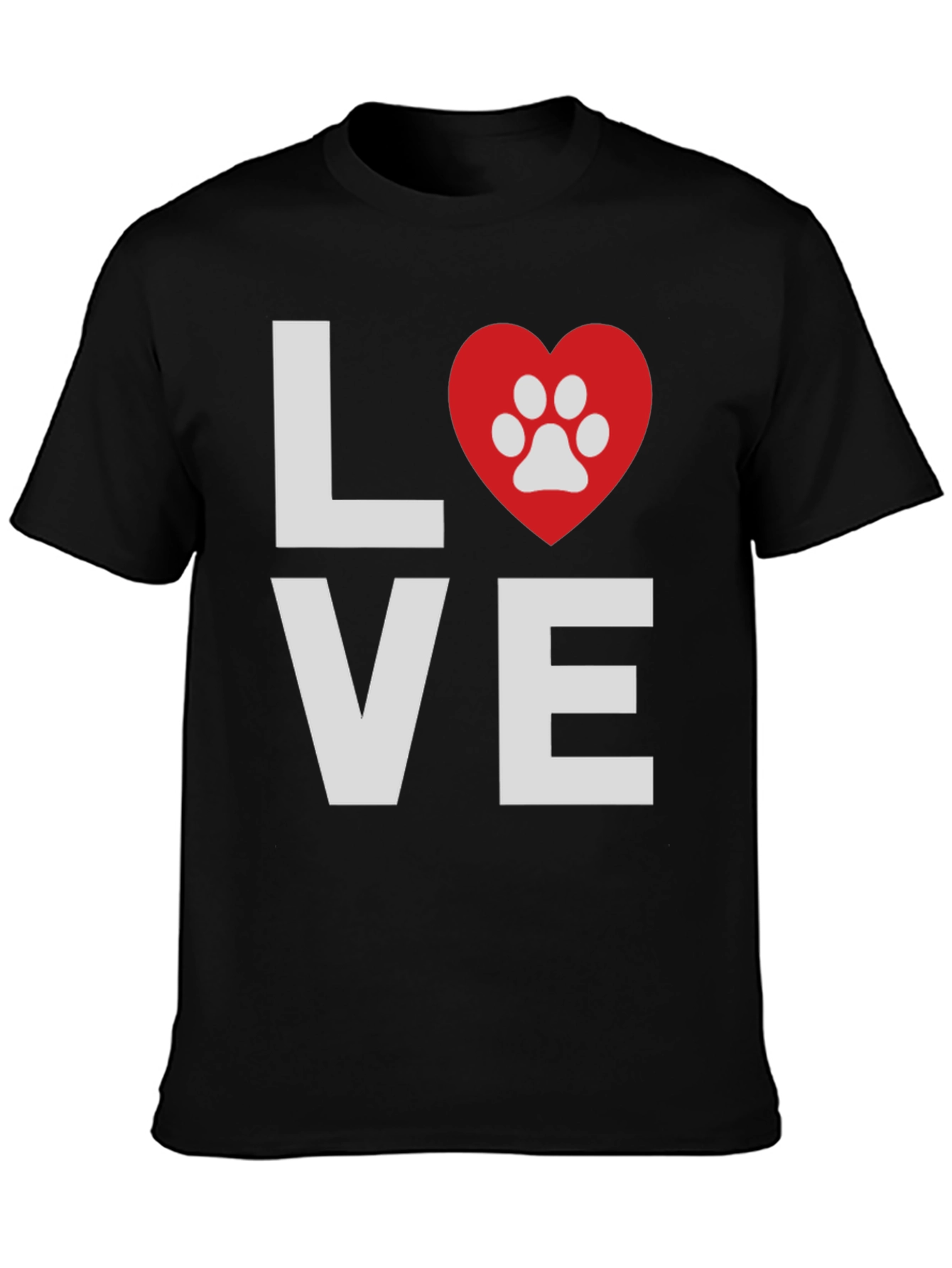 Love Paw Print Graphic T-Shirt - Casual Wear