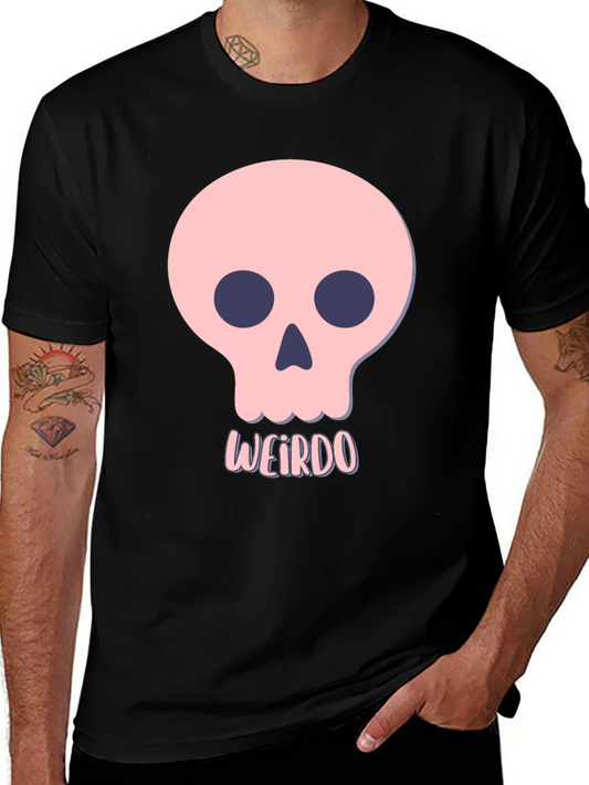 Weirdo Skull Graphic Tee - Black Cotton T-Shirt