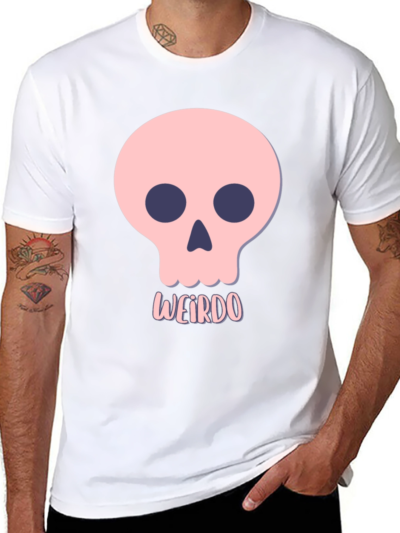 Weirdo Skull Graphic Tee - Black Cotton T-Shirt