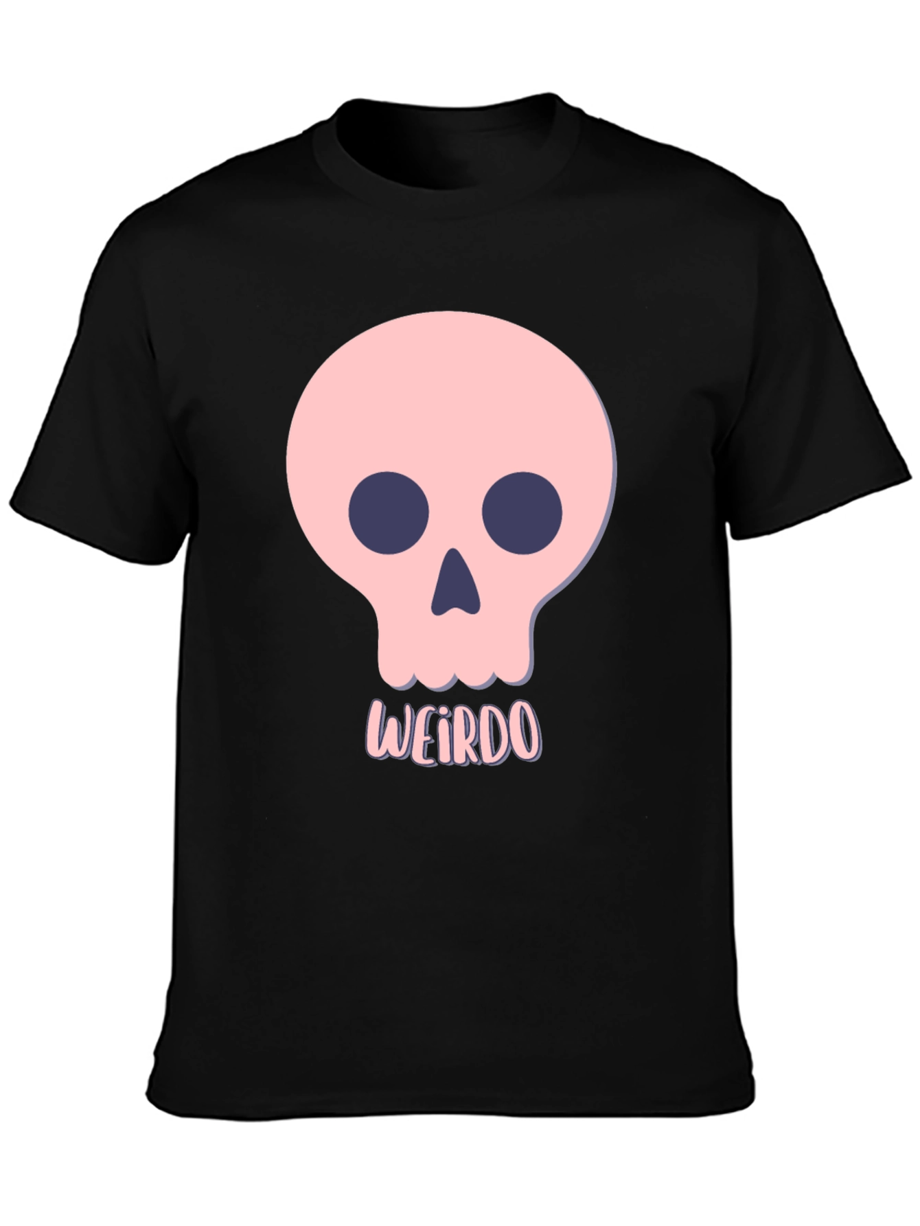 Weirdo Skull Graphic Tee - Black Cotton T-Shirt