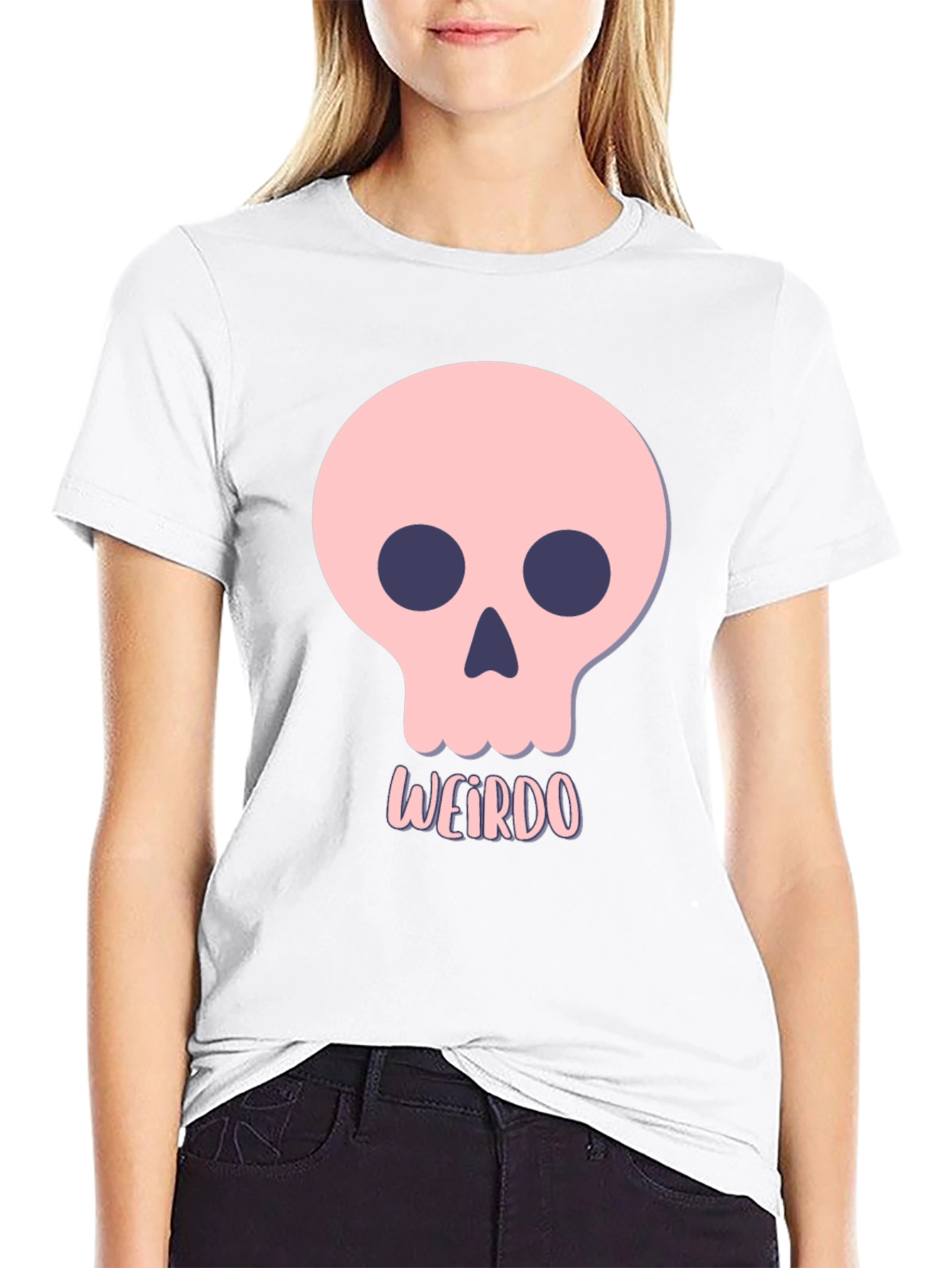 Weirdo Skull Graphic Tee - Black Cotton T-Shirt