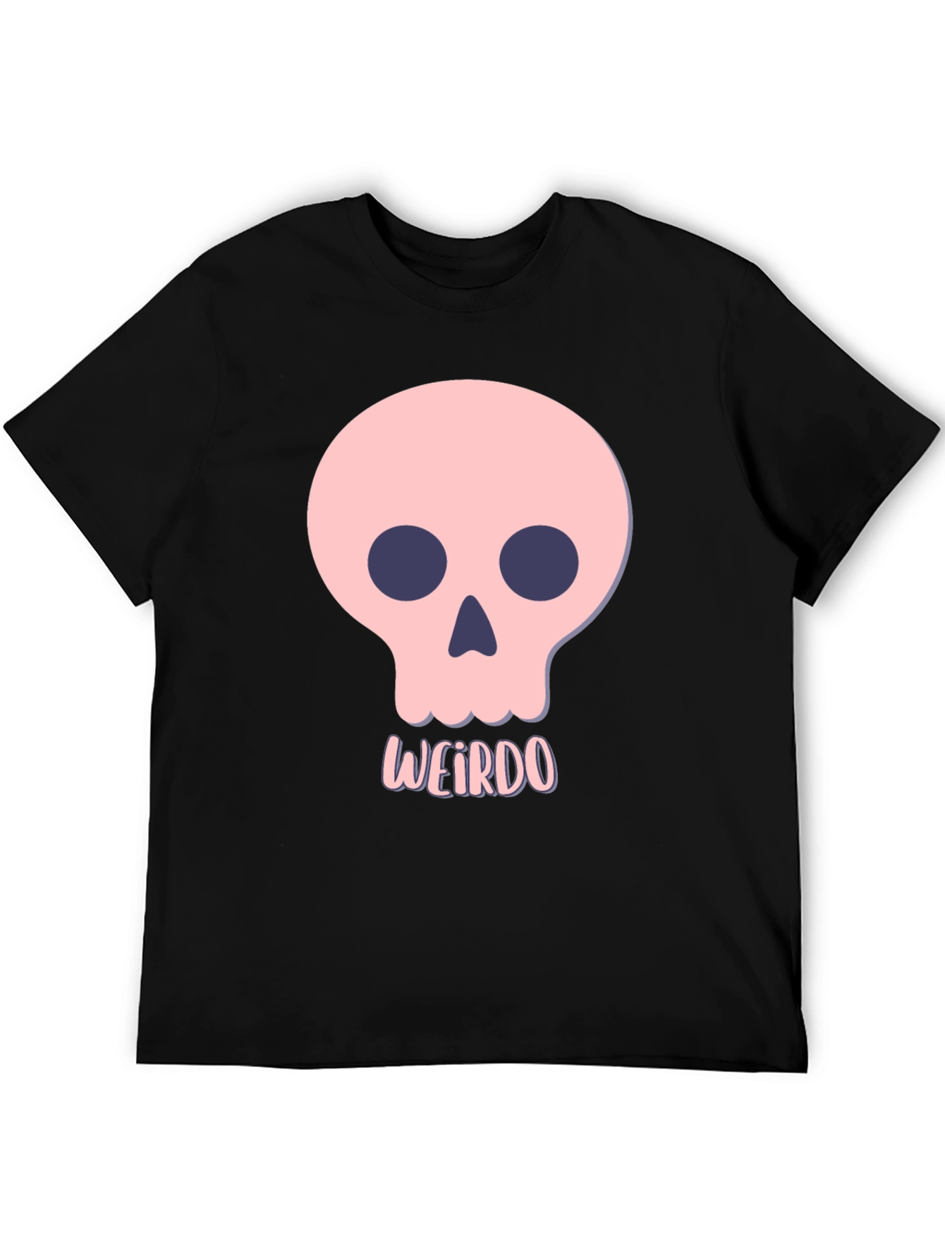 Weirdo Skull Graphic Tee - Black Cotton T-Shirt