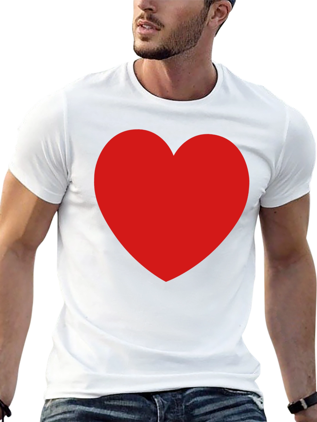 Heart Graphic Black Crew Neck T-Shirt