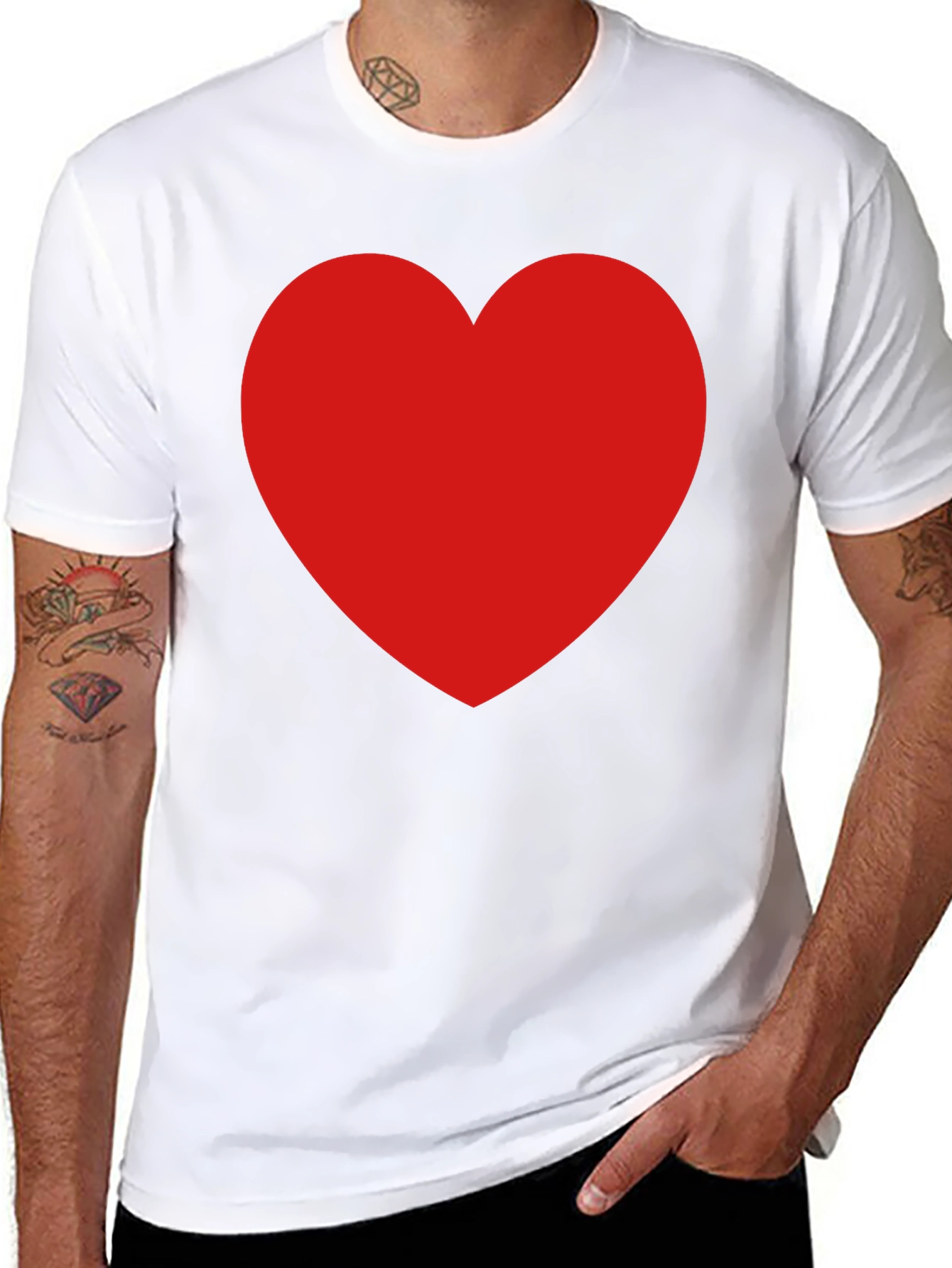 Heart Graphic Black Crew Neck T-Shirt
