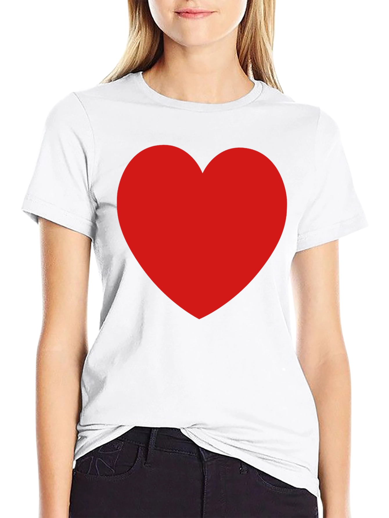 Heart Graphic Black Crew Neck T-Shirt