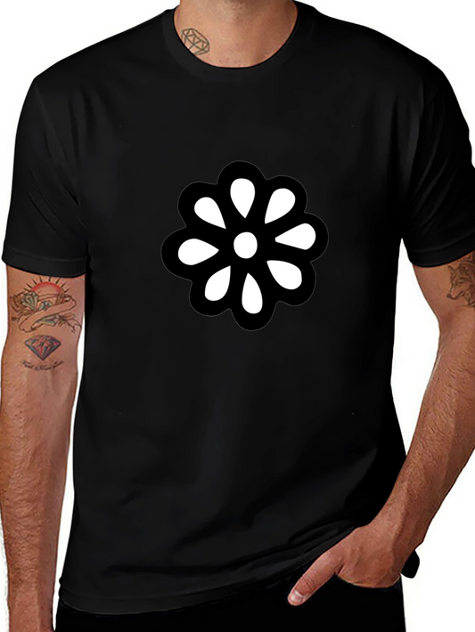 Black T-Shirt with Bold Flower Graphic