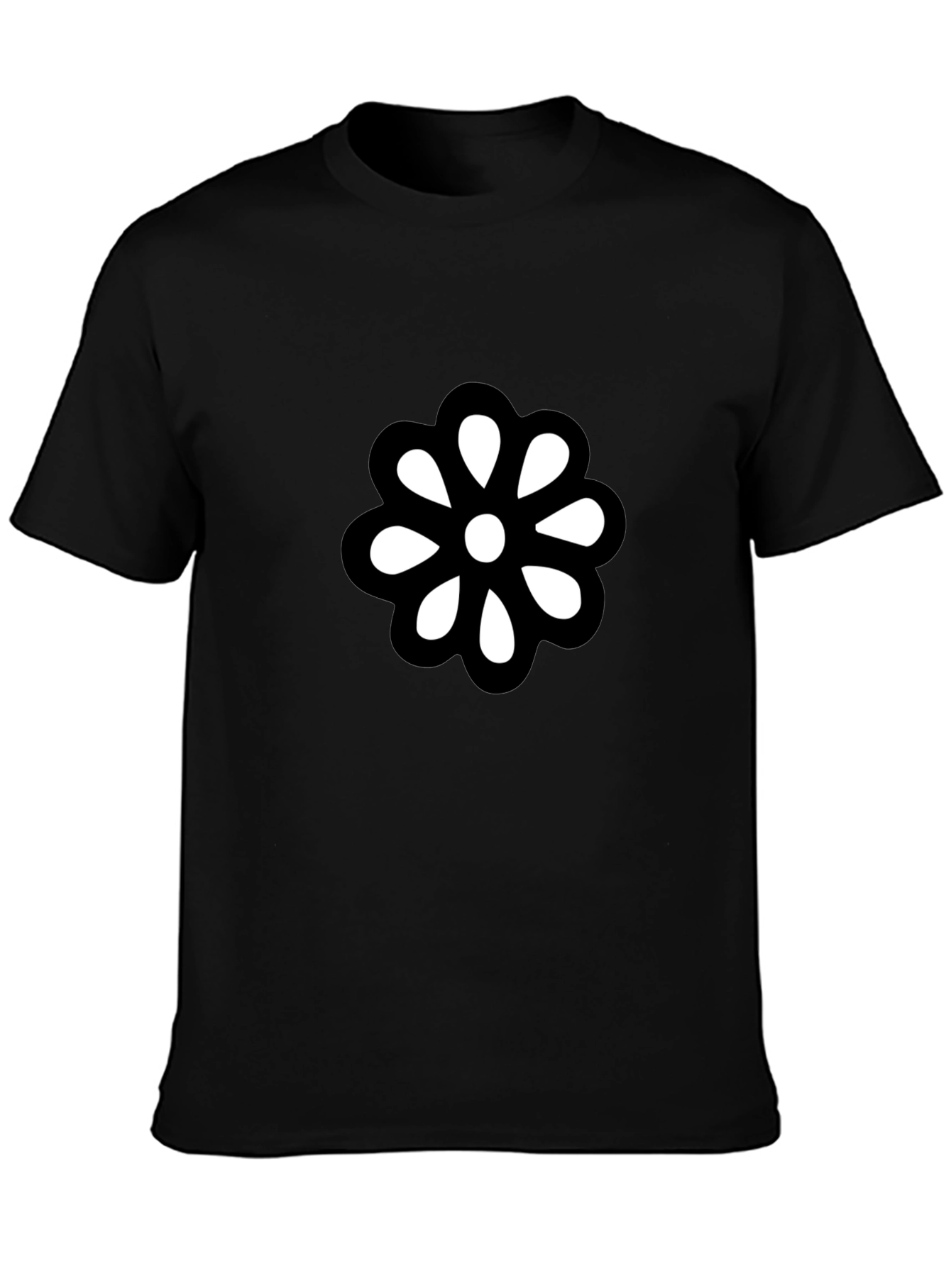 Black T-Shirt with Bold Flower Graphic