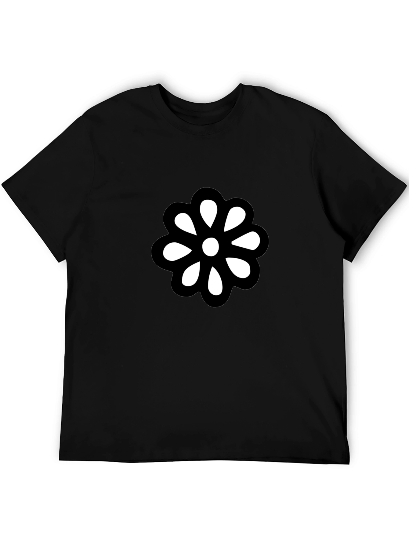 Black T-Shirt with Bold Flower Graphic