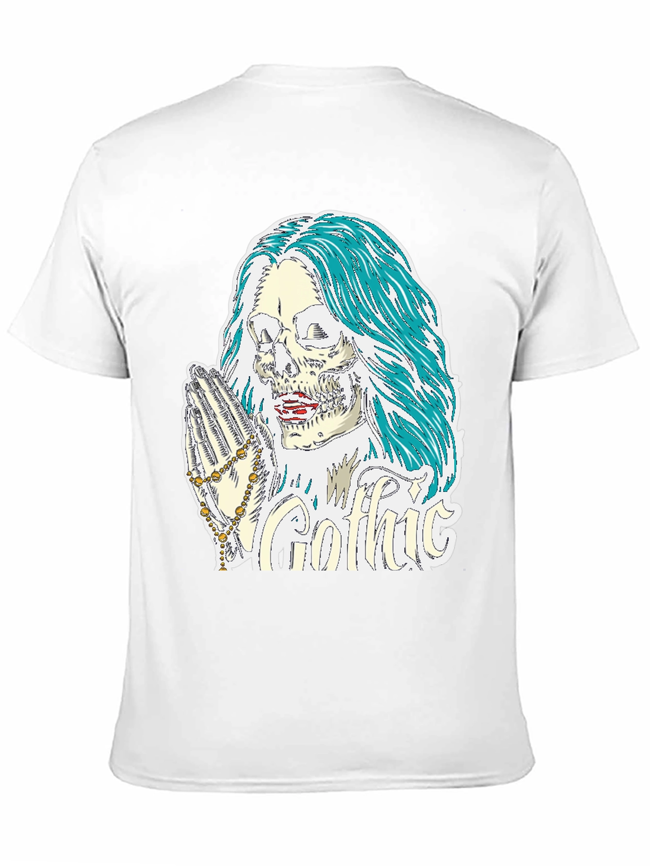 Gothic Skull Graphic Tee - Praying Skeleton