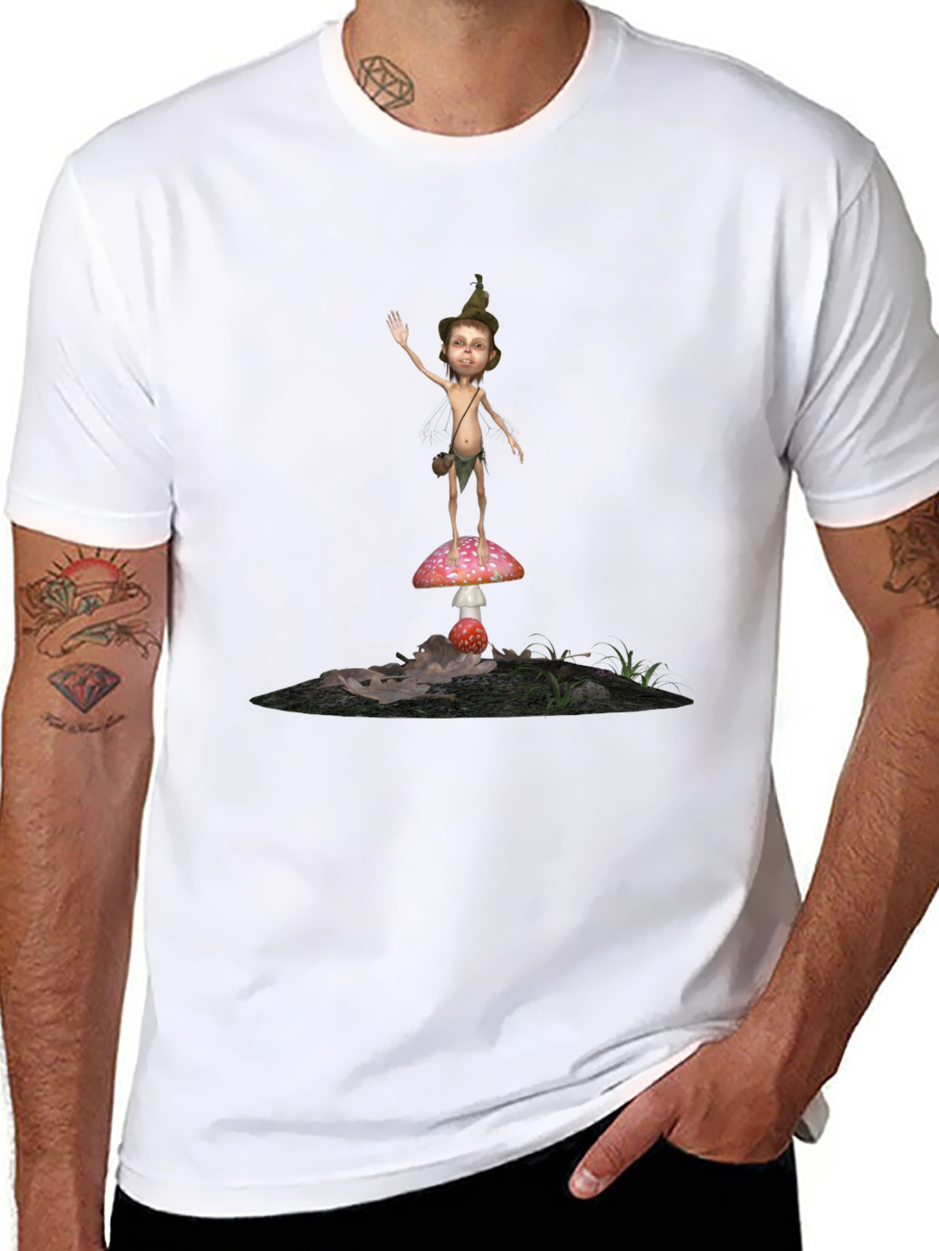 Whimsical Mushroom Elf Graphic T-Shirt