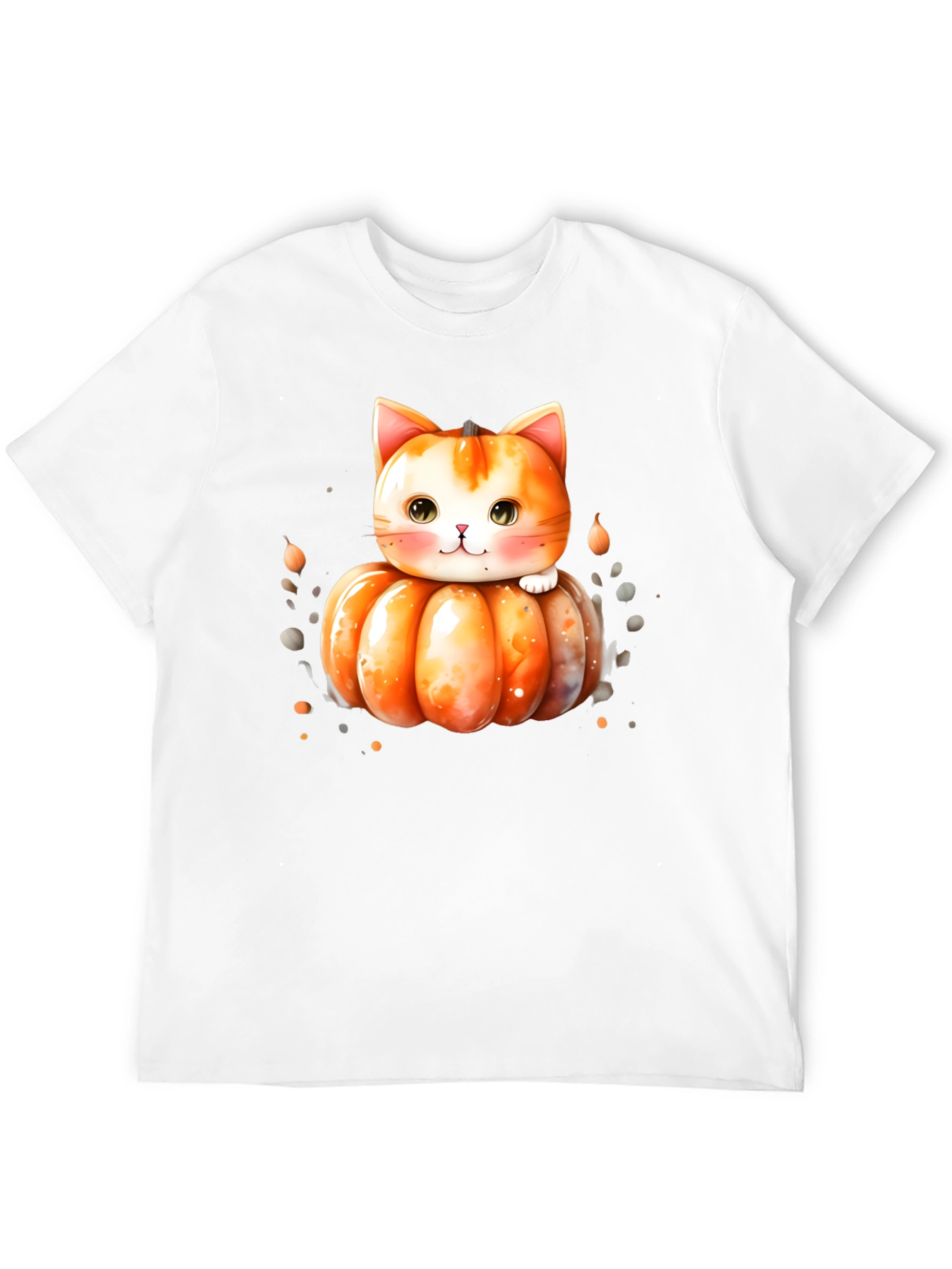 Cute Cat Pumpkin Halloween Black T-Shirt