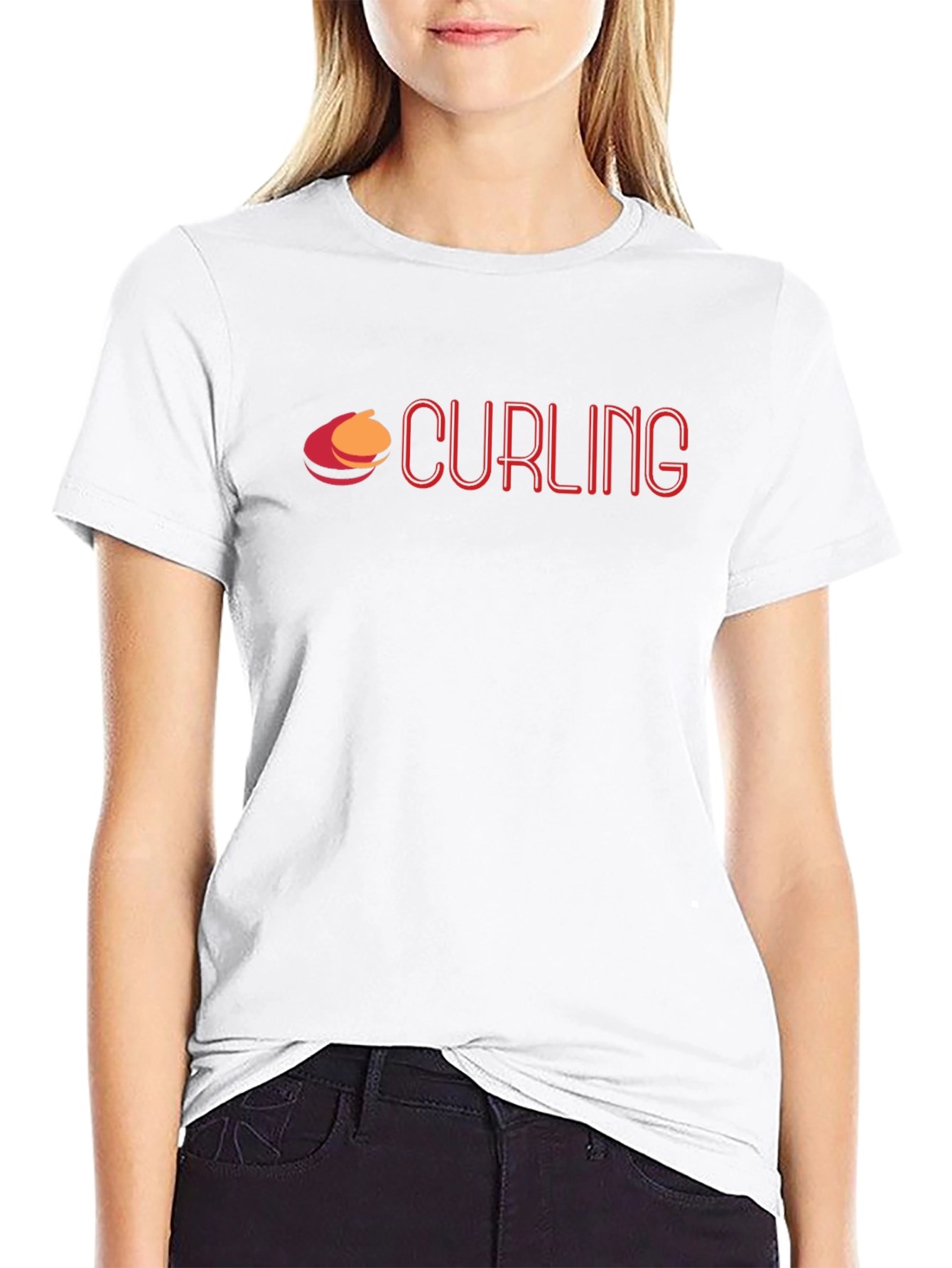 Curling Graphic T-Shirt - Sporty Casual Tee