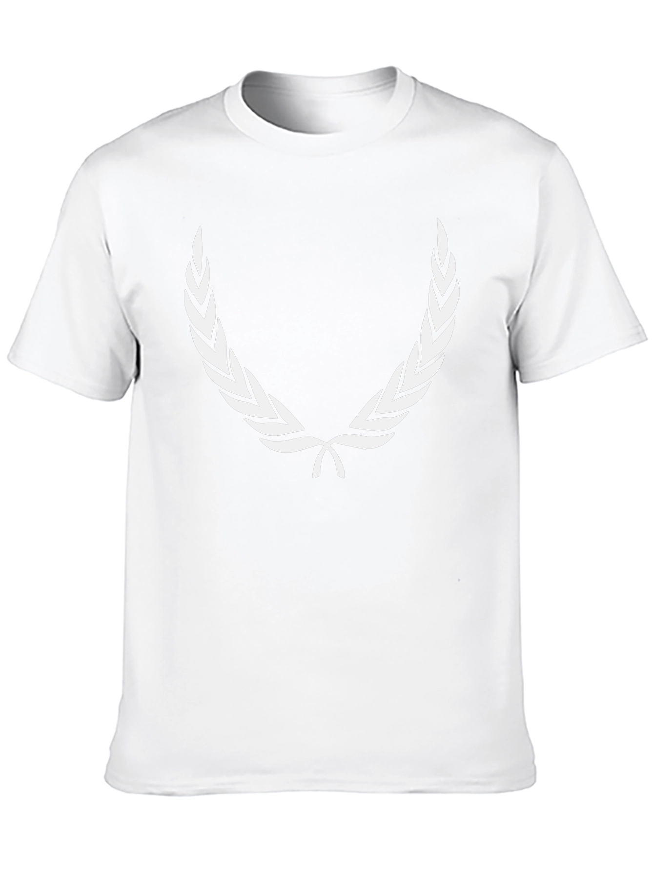 Mens Black T-Shirt with White Laurel Wreath Design