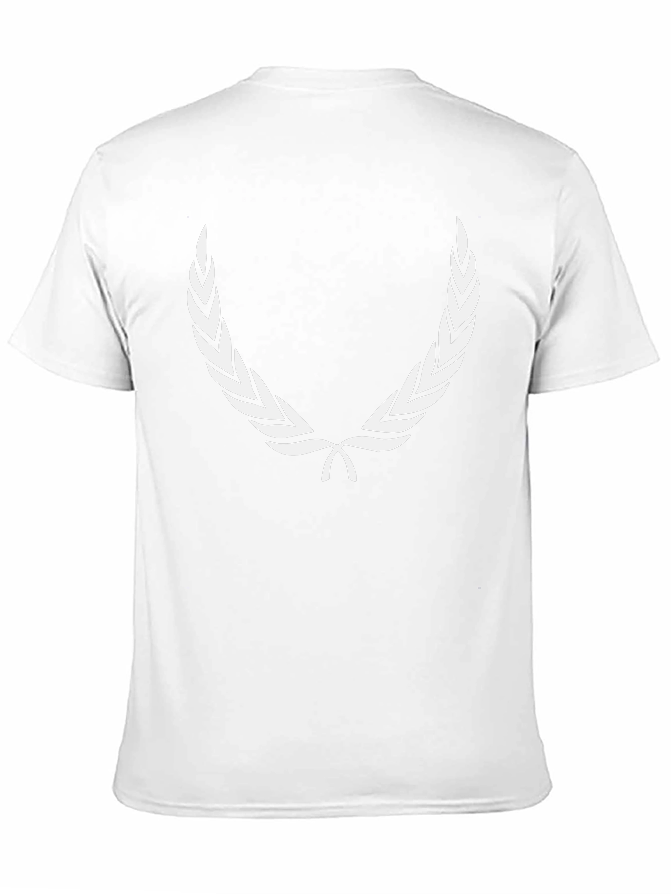Mens Black T-Shirt with White Laurel Wreath Design