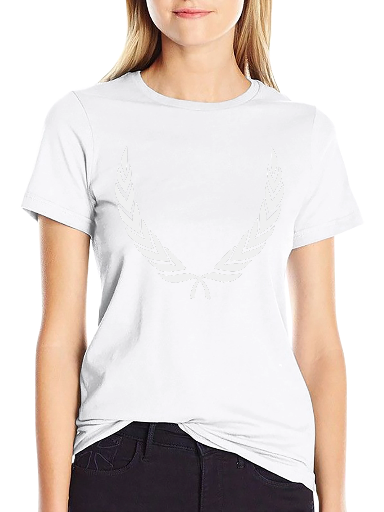 Mens Black T-Shirt with White Laurel Wreath Design