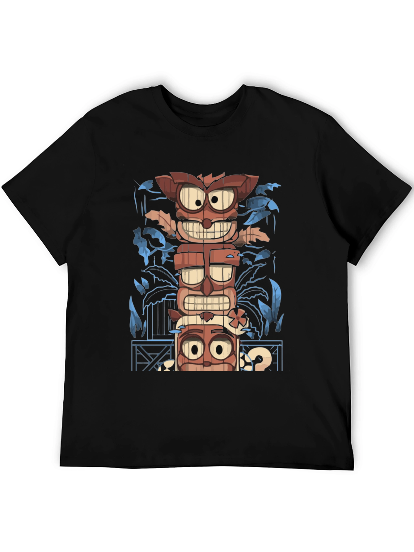 Tiki Totem Graphic Print T-Shirt - Mens Black Tee