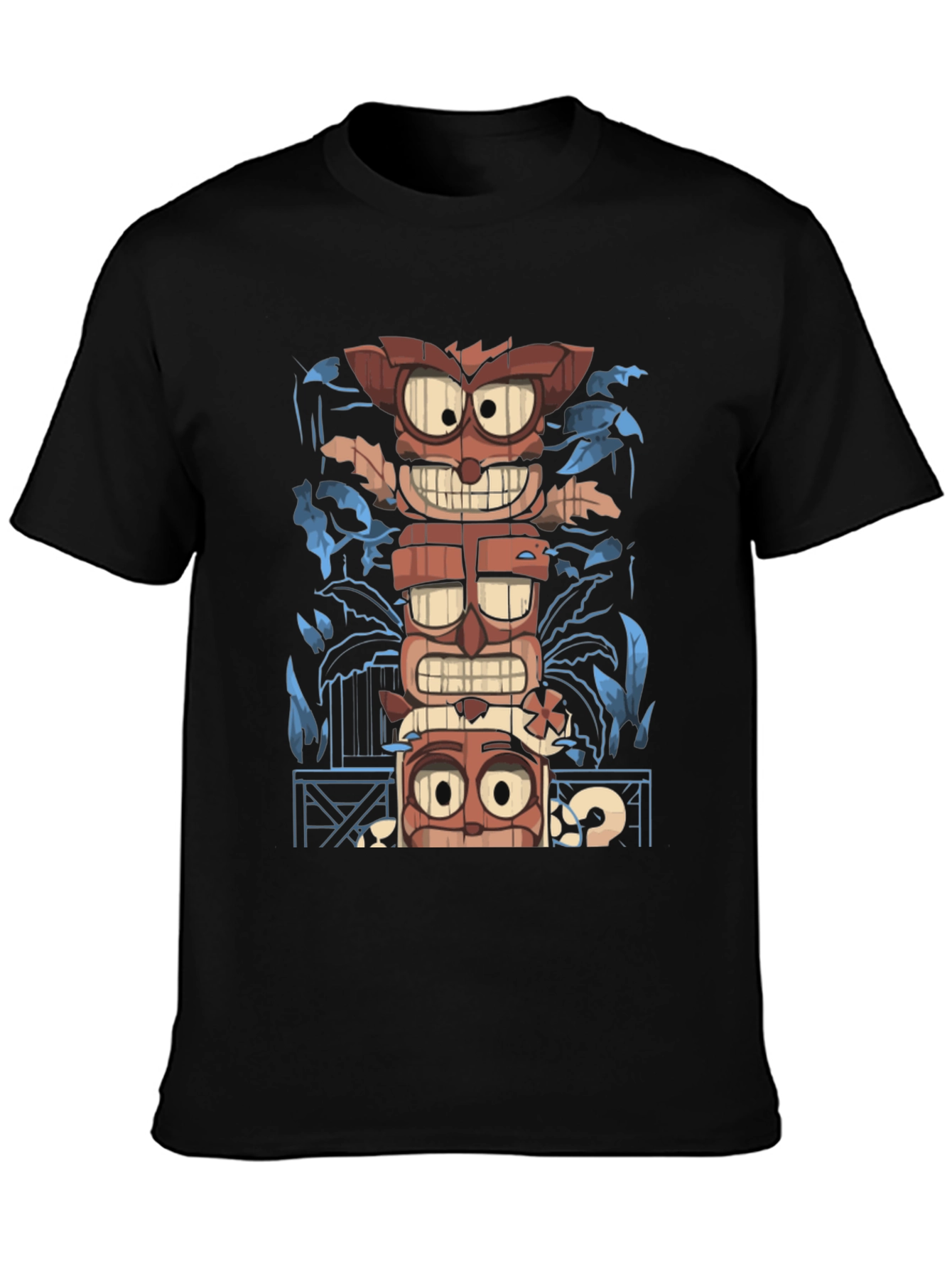 Tiki Totem Graphic Print T-Shirt - Mens Black Tee