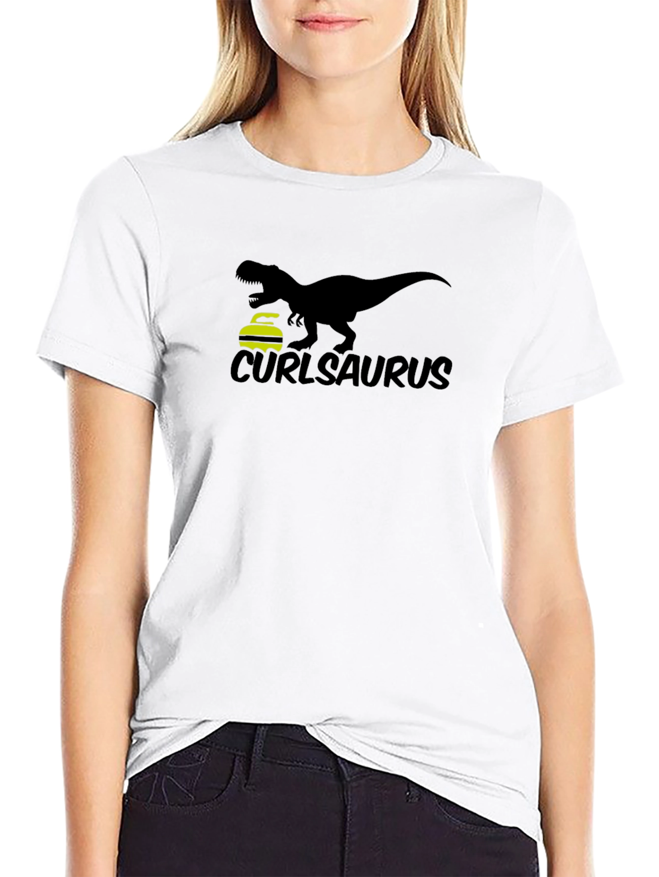 Curlasaurus T-Rex Curling Sport Tee