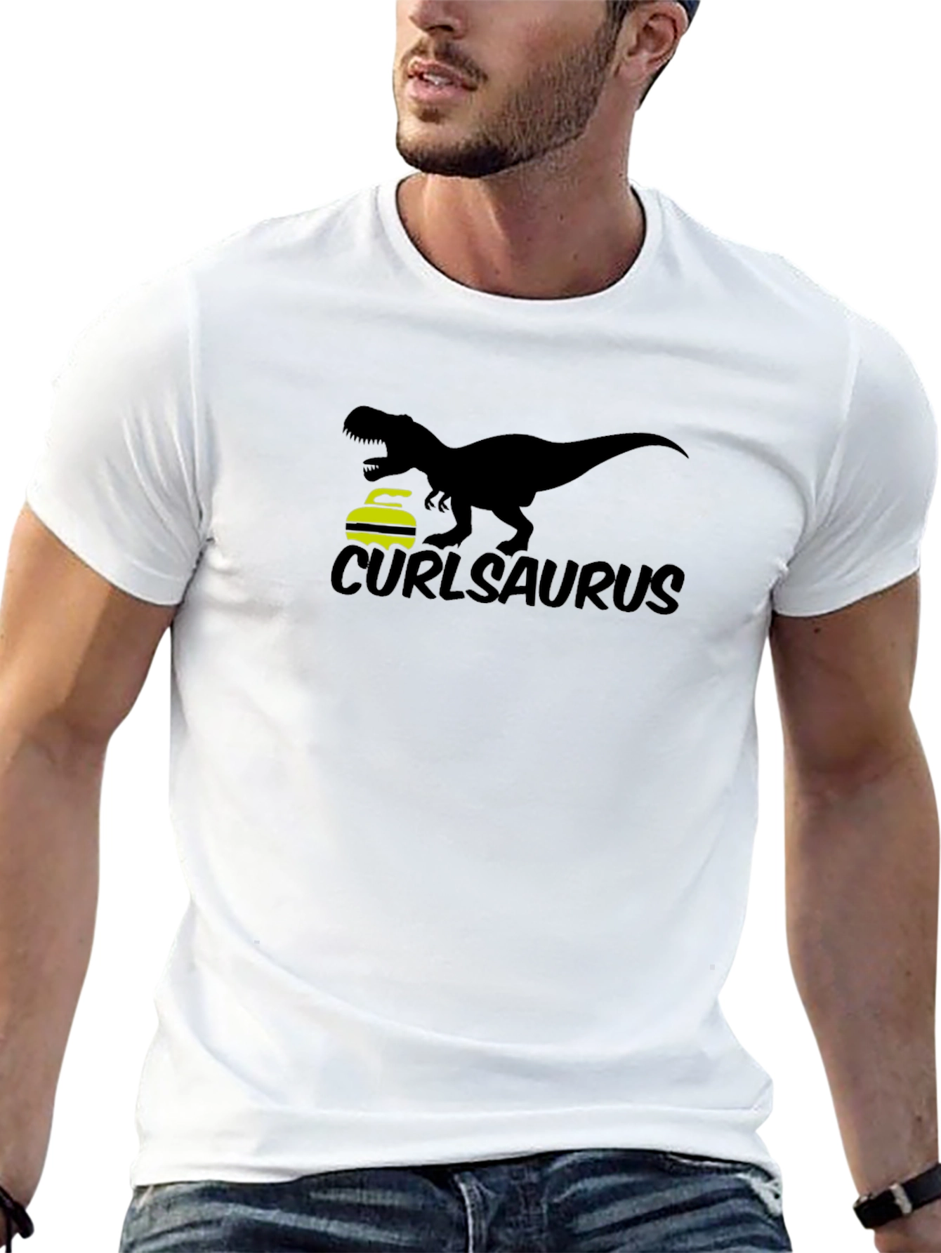 Curlasaurus T-Rex Curling Sport Tee