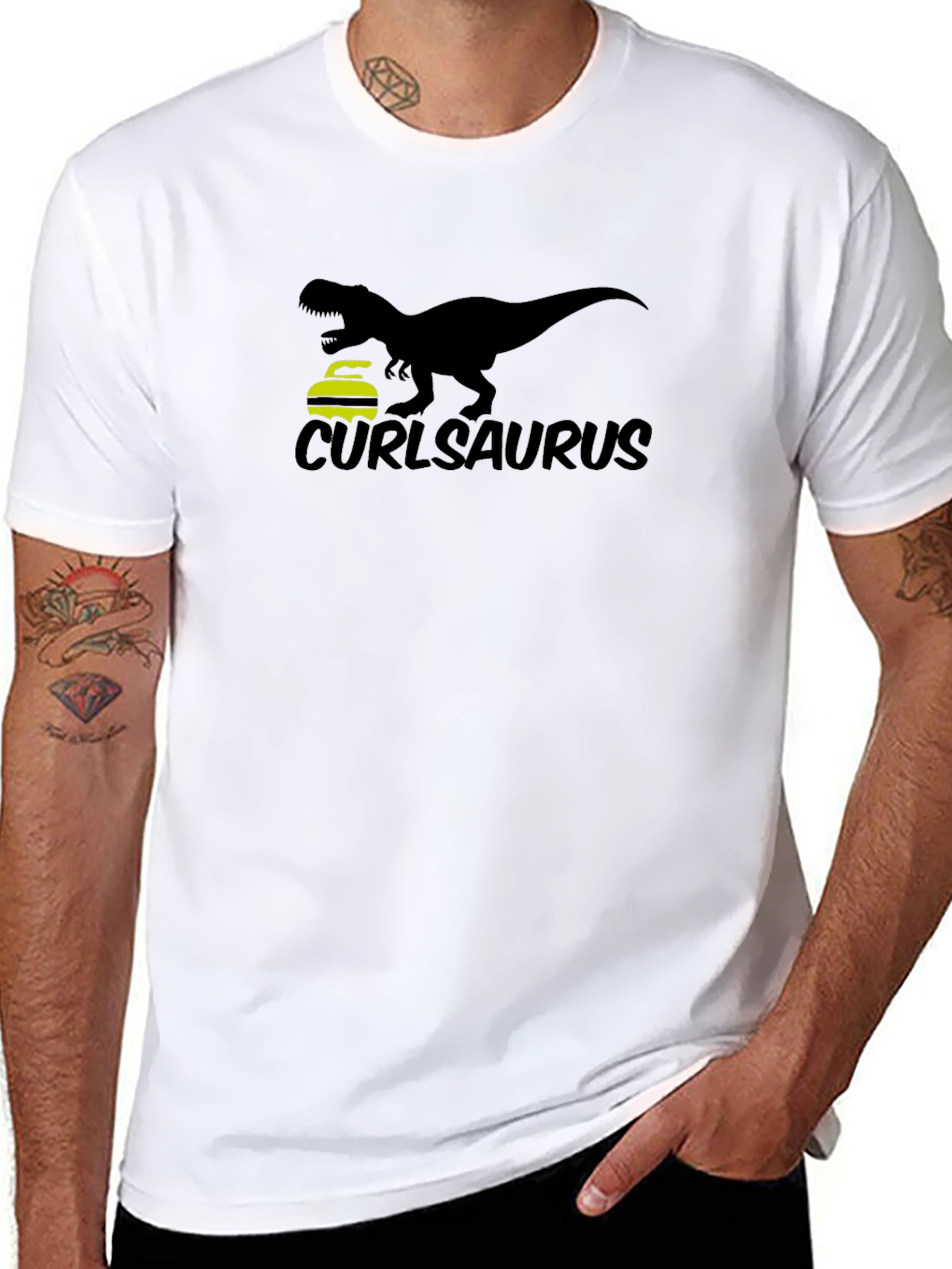 Curlasaurus T-Rex Curling Sport Tee