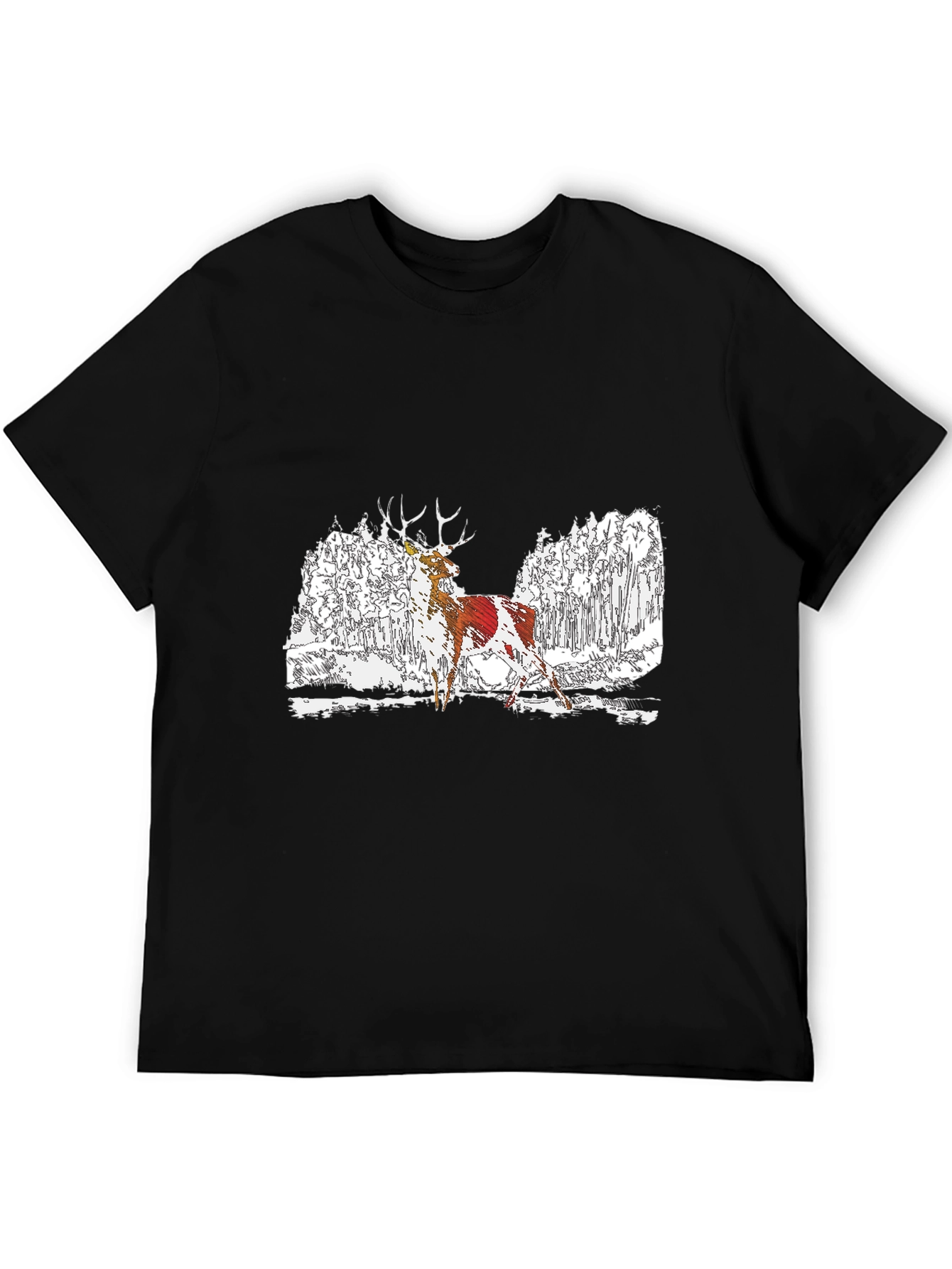 Deer Graphic Black T-Shirt