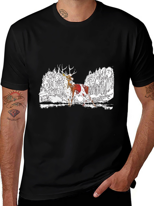 Deer Graphic Black T-Shirt